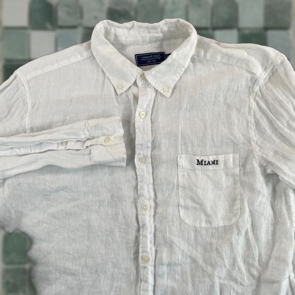 Vineyard Vines VINEYARD VINES Shirt Men XL White Linen Long Sleeve Beach NWOT Size US XL / EU 56 / 4 - 1 Thumbnail