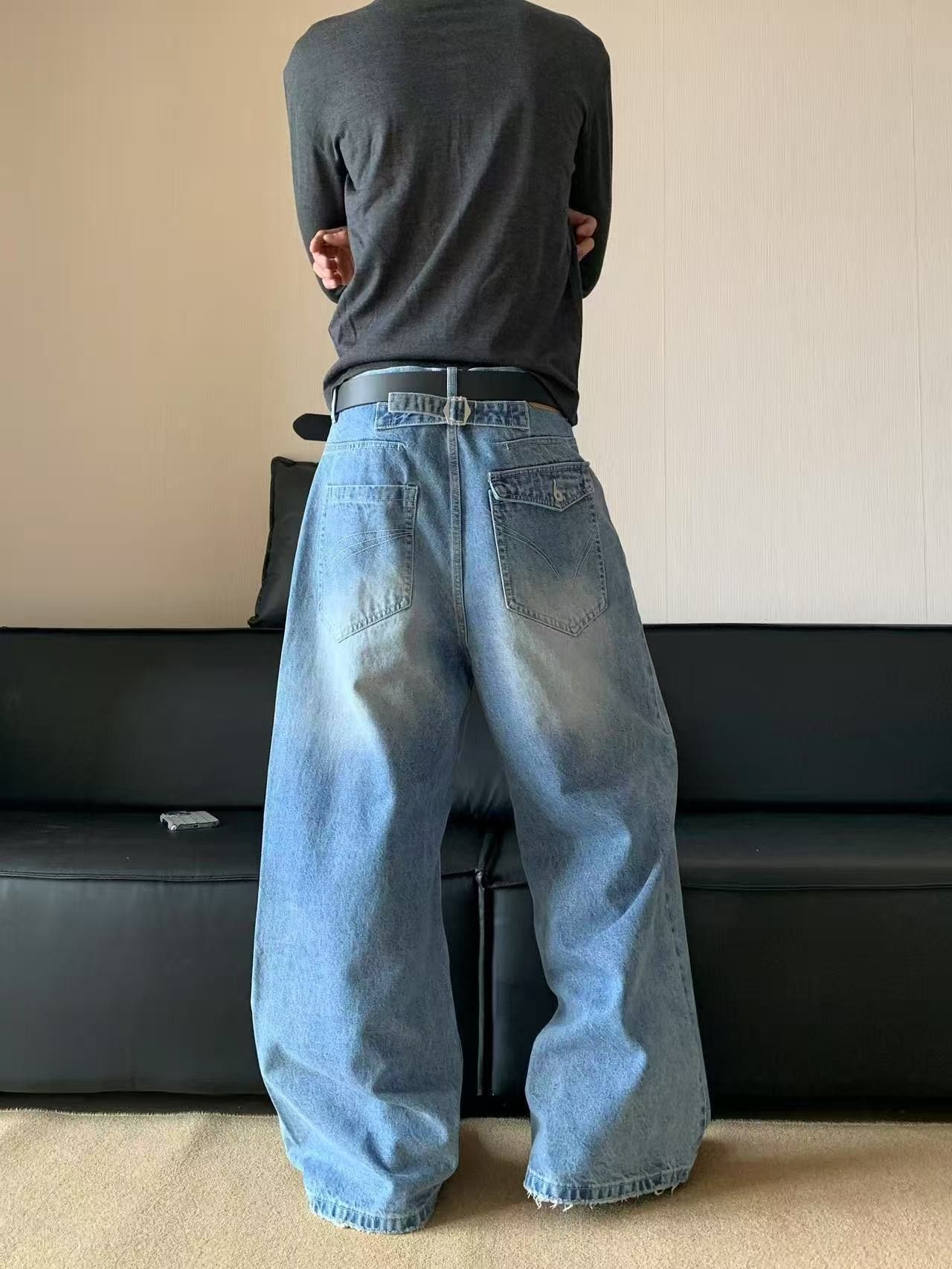 Vintage Blue casual retro curved straight leg jeans Size US 32 / EU 48 - 4 Thumbnail