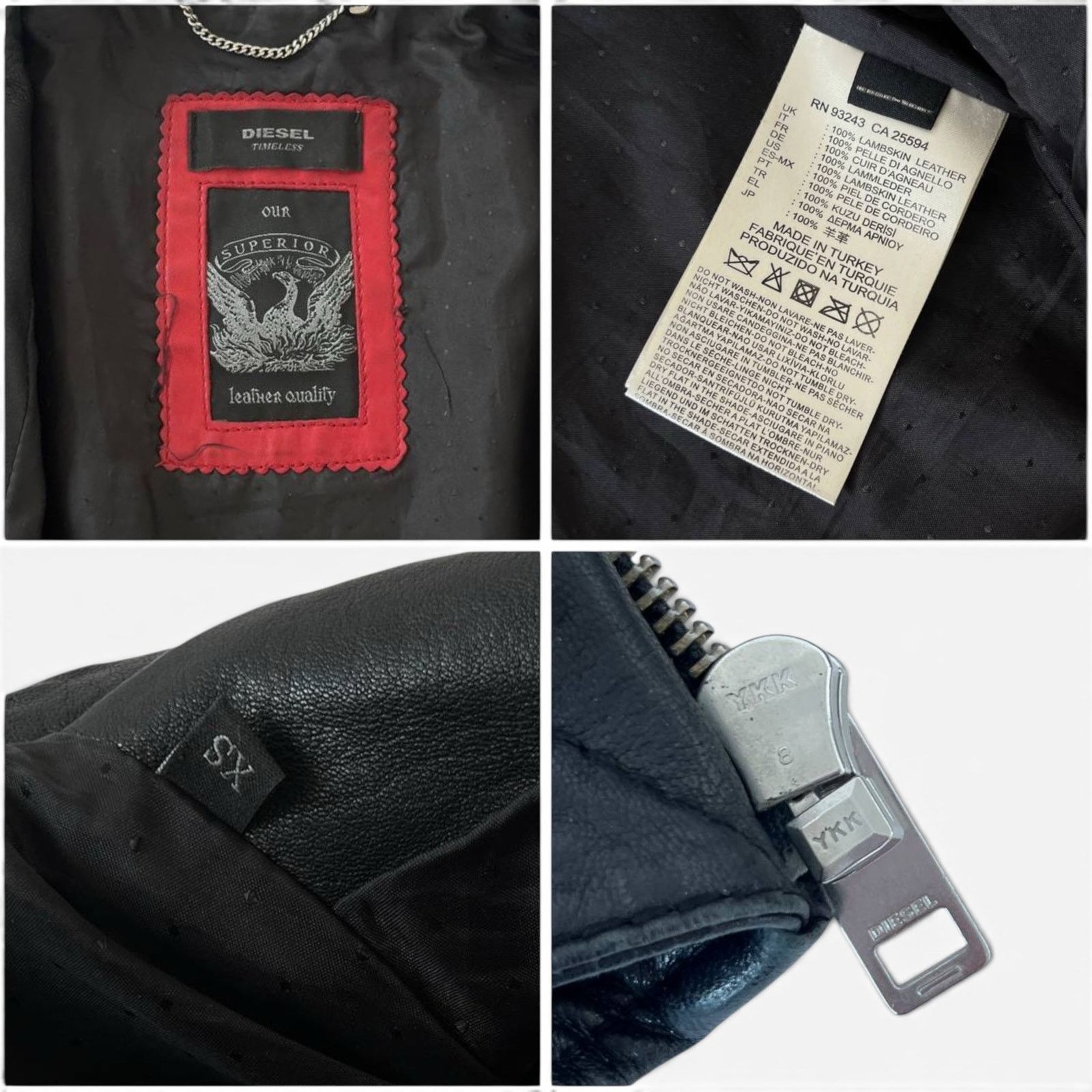 Diesel Diesel Timeless Lambskin Leather Racer Jacket Size XS / US 0-2 / IT 36-38 - 4 Thumbnail