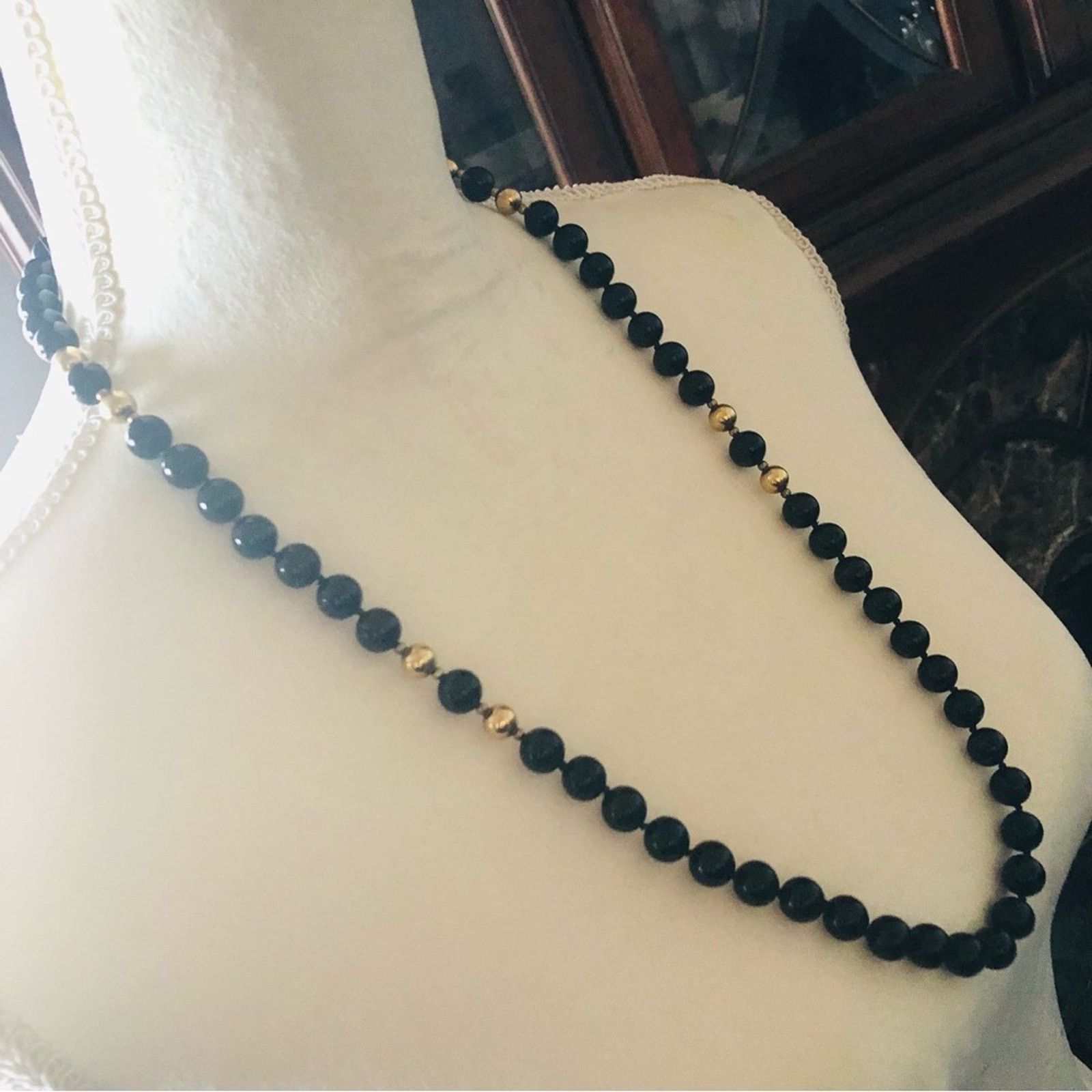 Vintage Vintage 70s-80s round black and gold glass beads necklace Size ONE SIZE - 3 Thumbnail