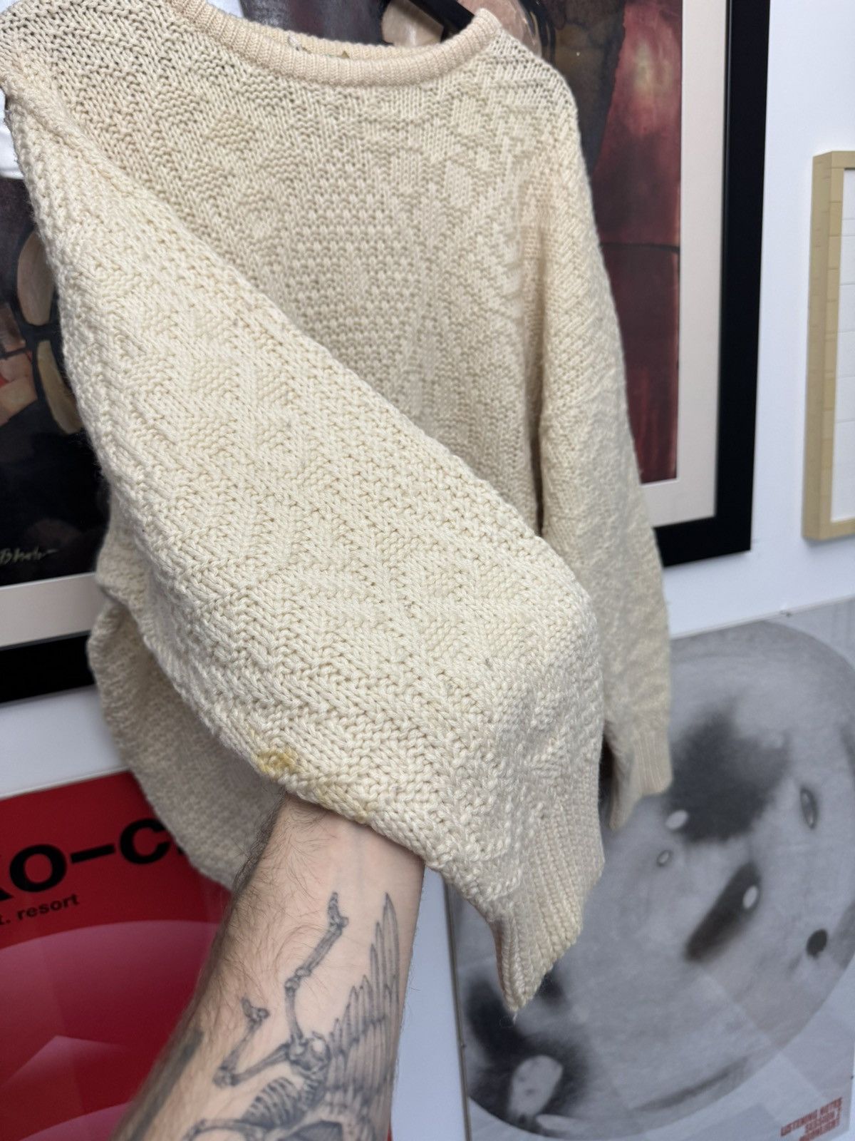 Vintage Australian Vintage 90s Lana Wool Sweater Knit Beige Oversize Size US L / EU 52-54 / 3 - 9 Thumbnail