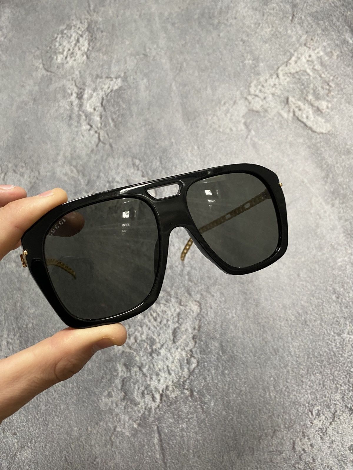 Gucci Gucci GG0723S 001 Sunglasses Square Gold Chain Temple Size ONE SIZE - 3 Thumbnail