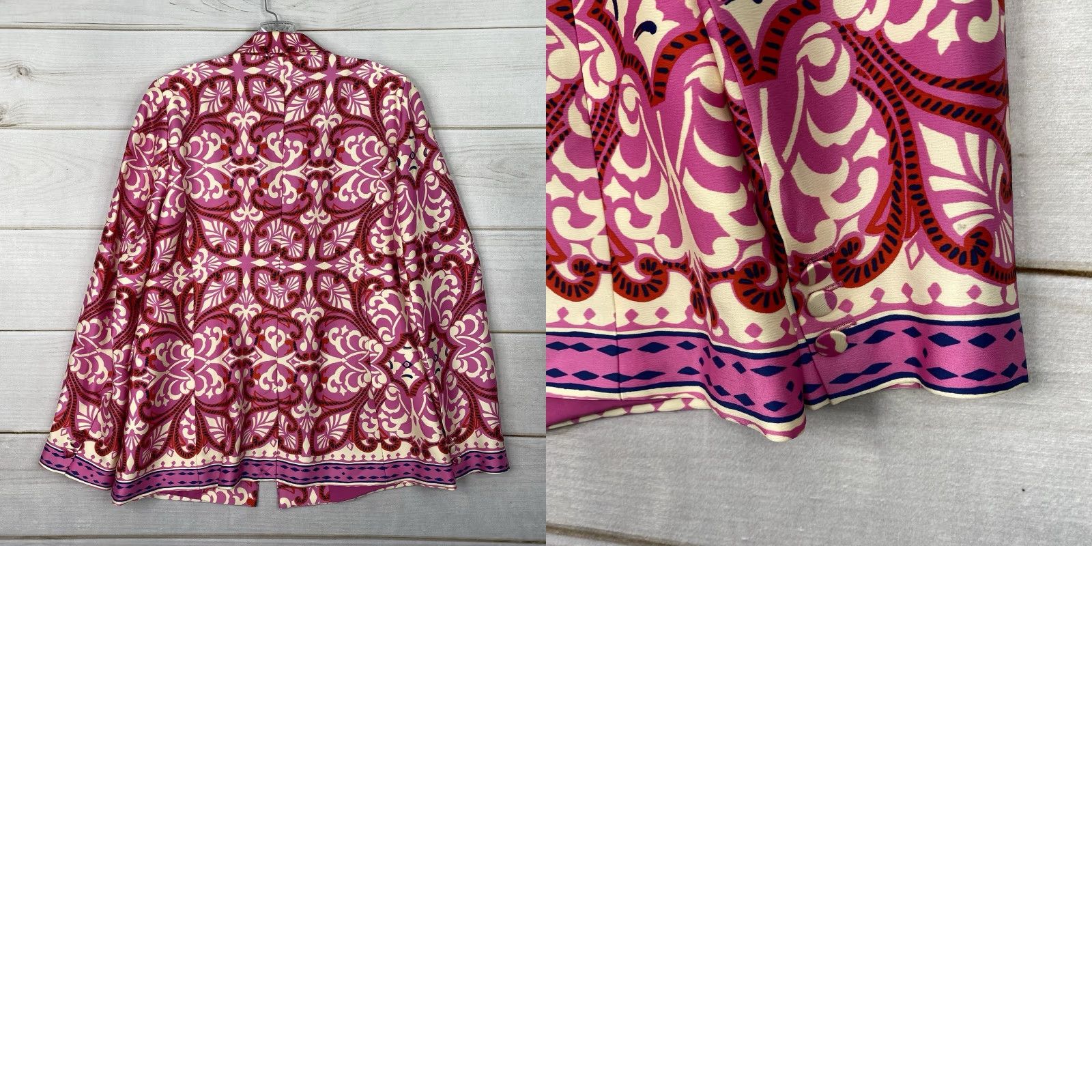Rachel Zoe Rachel Zoe Blazer Shirt Womens M Pink Satin Geometric Baroque Beadwork 90s Designer Luxe NWT Size M / US 6-8 / IT 42-44 - 9 Thumbnail