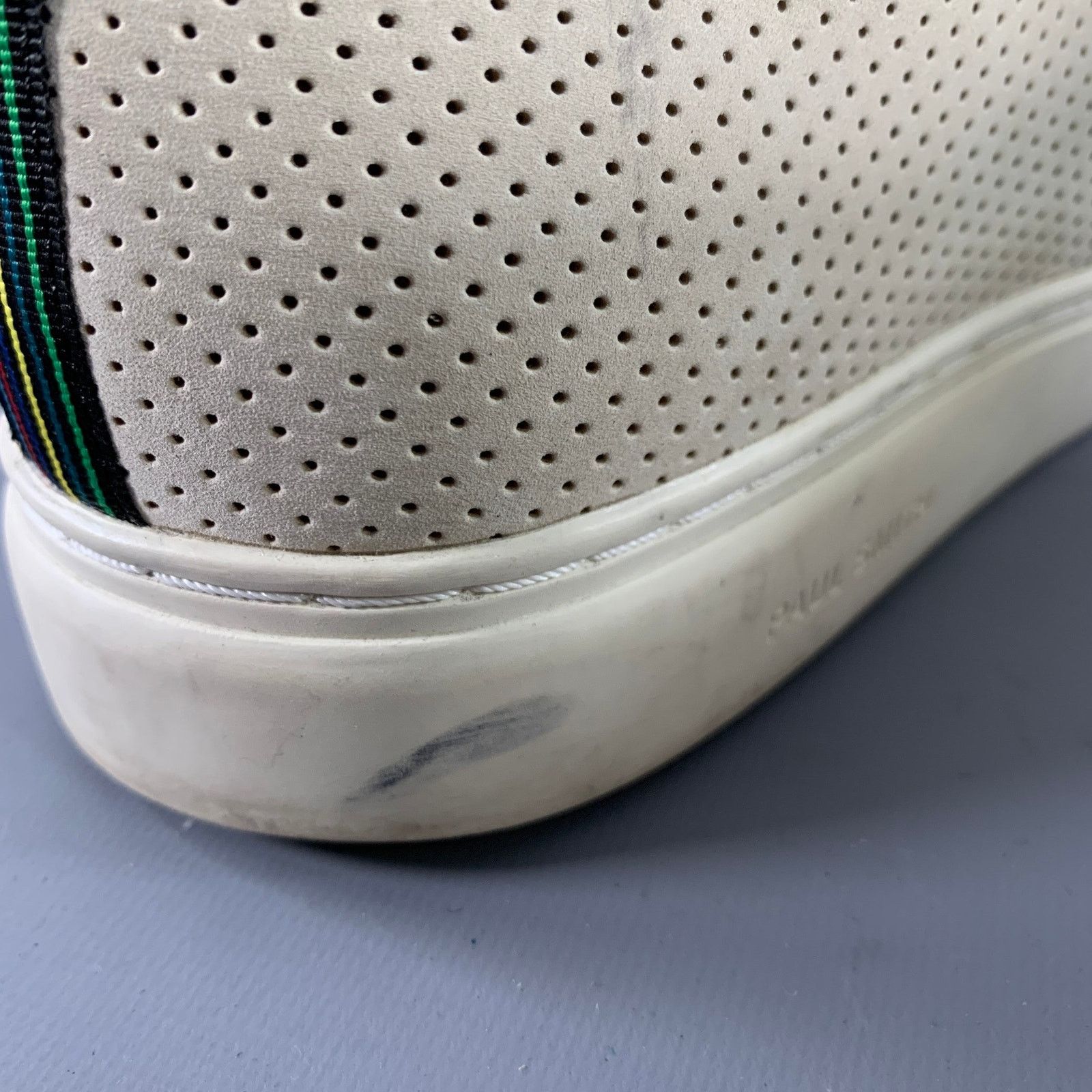 Paul Smith Size 12 Grey Stone Perforated Leather Cap Toe Sneakers Size US 12 / EU 45 - 11 Thumbnail