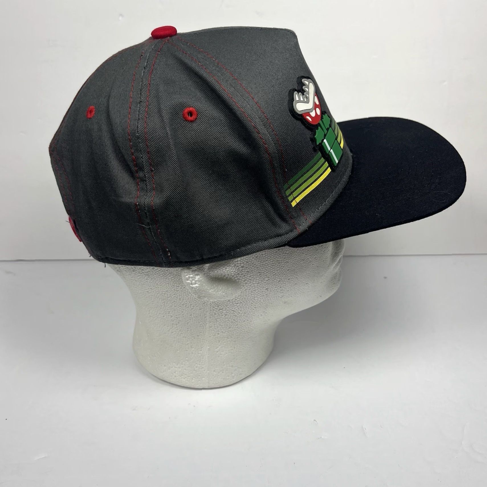 Nintendo VINTAGE Super Mario Bros SnapBack Hat Piranha Plant In Tunnel Official Nintendo 2018 Bonafide Mario Snapback Men One Size Black Cotton Adjustable Hat Size ONE SIZE - 4 Thumbnail