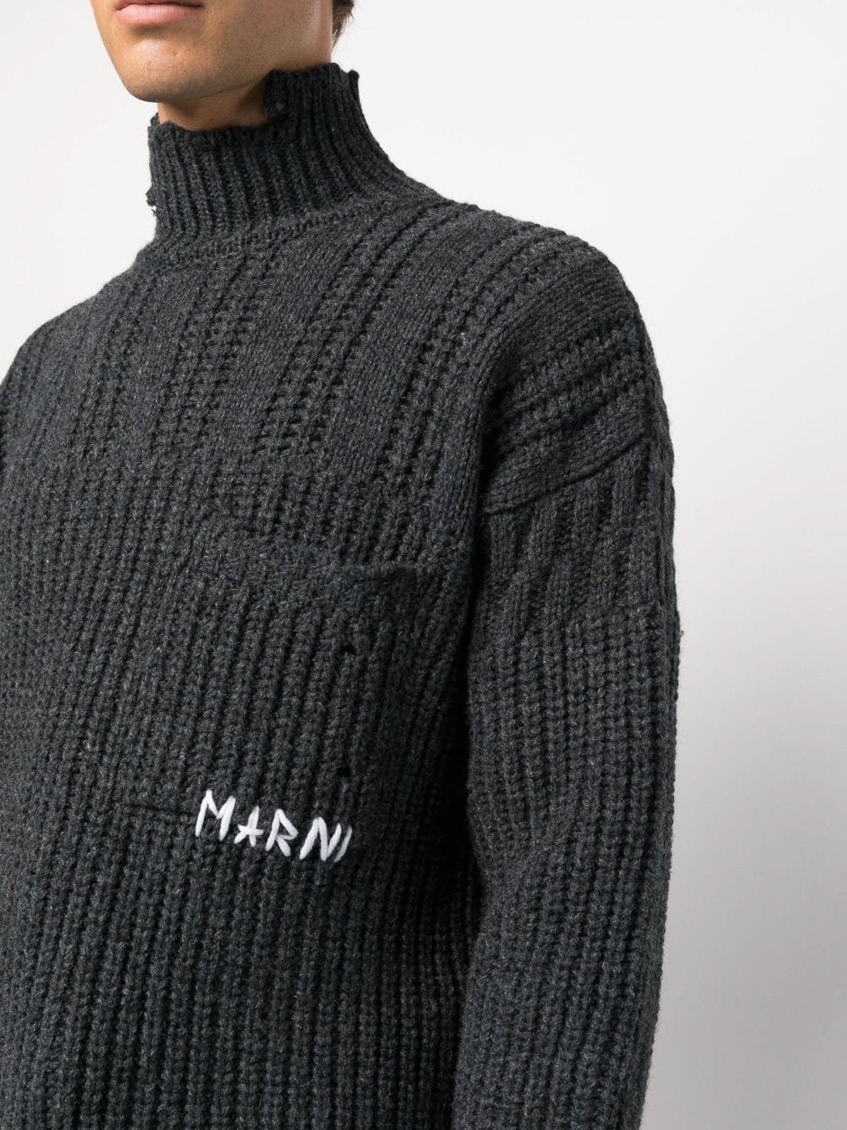 Marni o1y0225 Logo Turtleneck Sweater in Grey Size US S / EU 44-46 / 1 - 4 Thumbnail