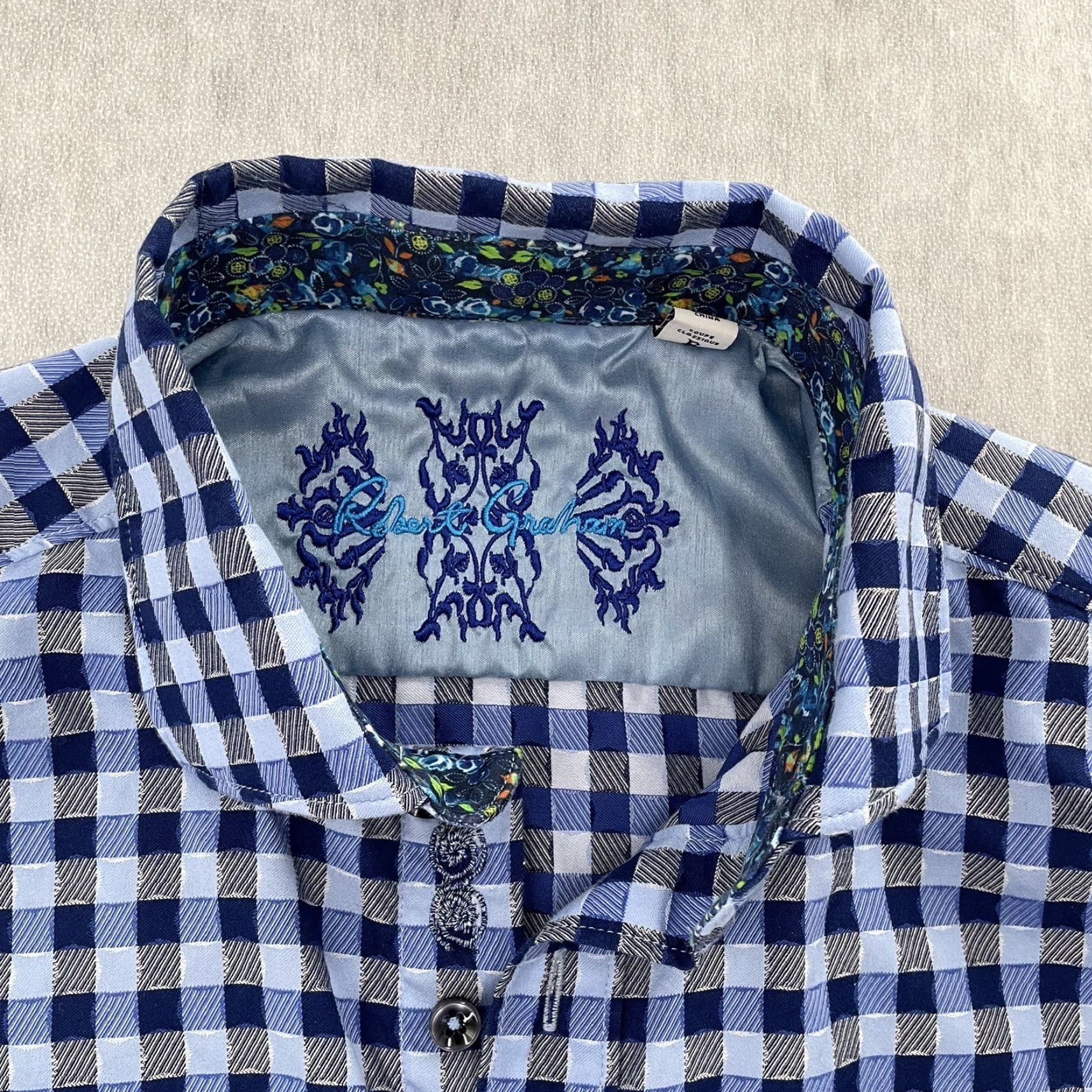 Robert Graham VINTAGE Robert Graham Shirt Men Adult Small Blue Gingham Plaid Long Sleeve Button Up Collared Size US S / EU 44-46 / 1 - 3 Thumbnail
