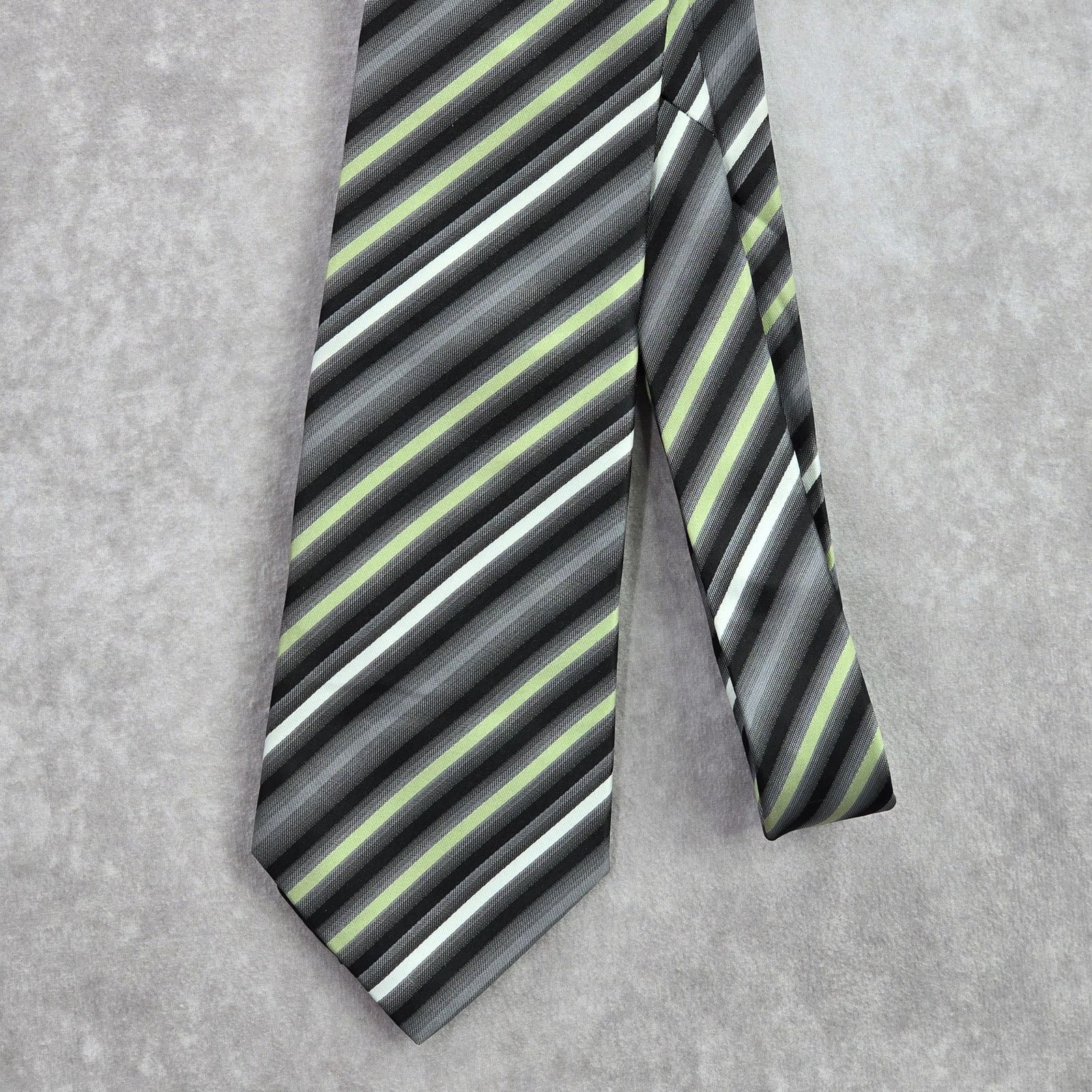 Van Heusen Van Heusen Black Gray Green Stripe Executive Neck Tie Men's Size 30 - 2 Thumbnail