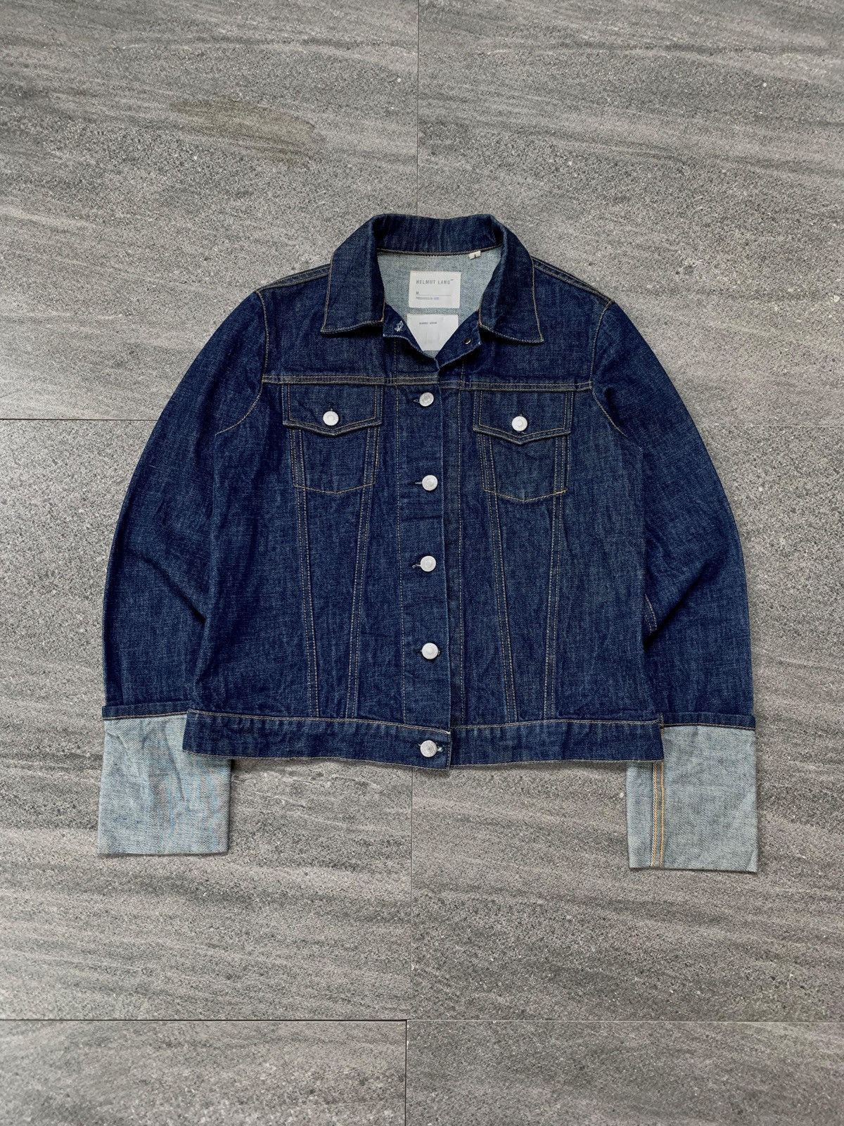 Helmut Lang FREE TAX! 2000s Indigo Cuffed Denim Jacket - Small Size US S / EU 44-46 / 1 - 2 Thumbnail