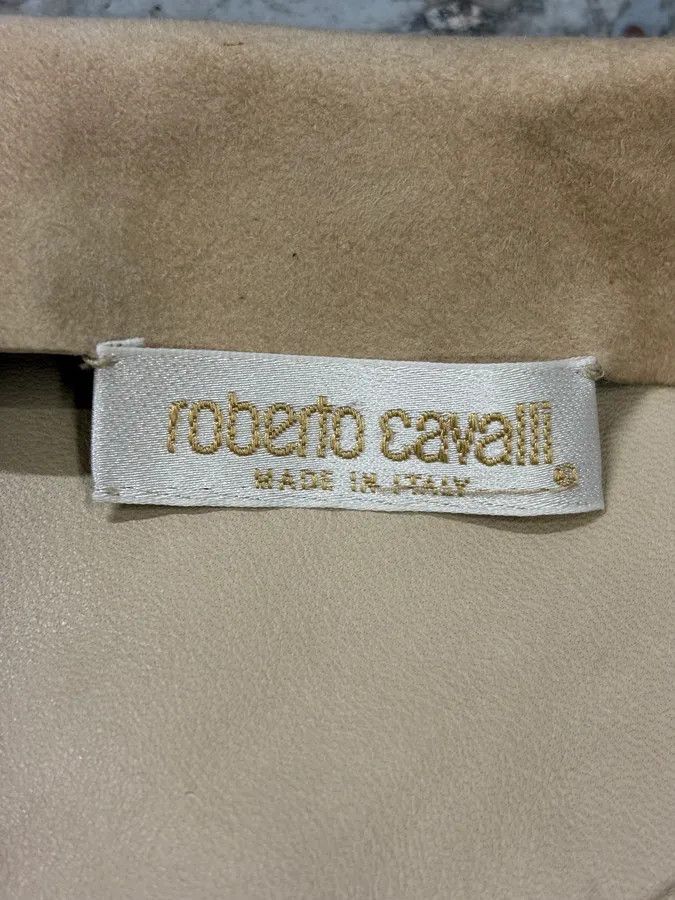 Roberto Cavalli 2000s Roberto Cavalli Patchwork Leaves Beige Leather Jacket Size M / US 6-8 / IT 42-44 - 7 Thumbnail