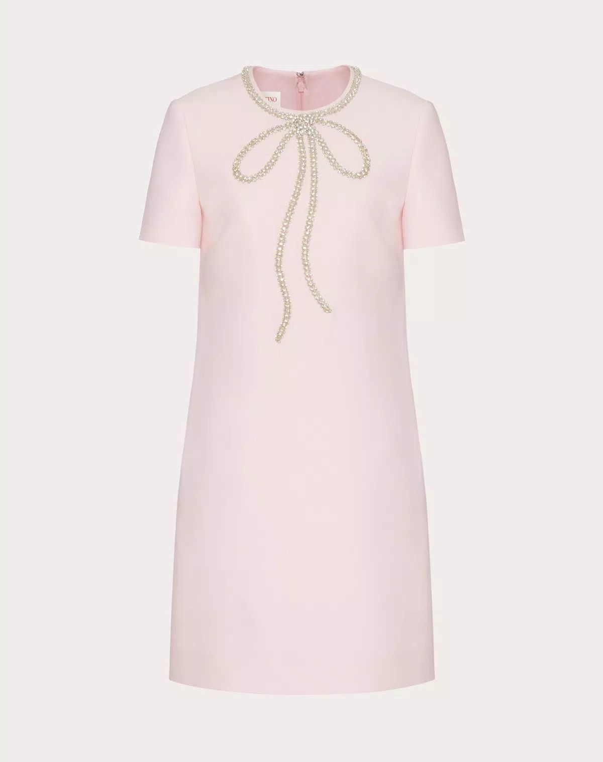 Valentino o1s1wg110625 Embroidered Crepe Short Dress in Pink/Silver Size S / US 4 / IT 40 - 1 Thumbnail