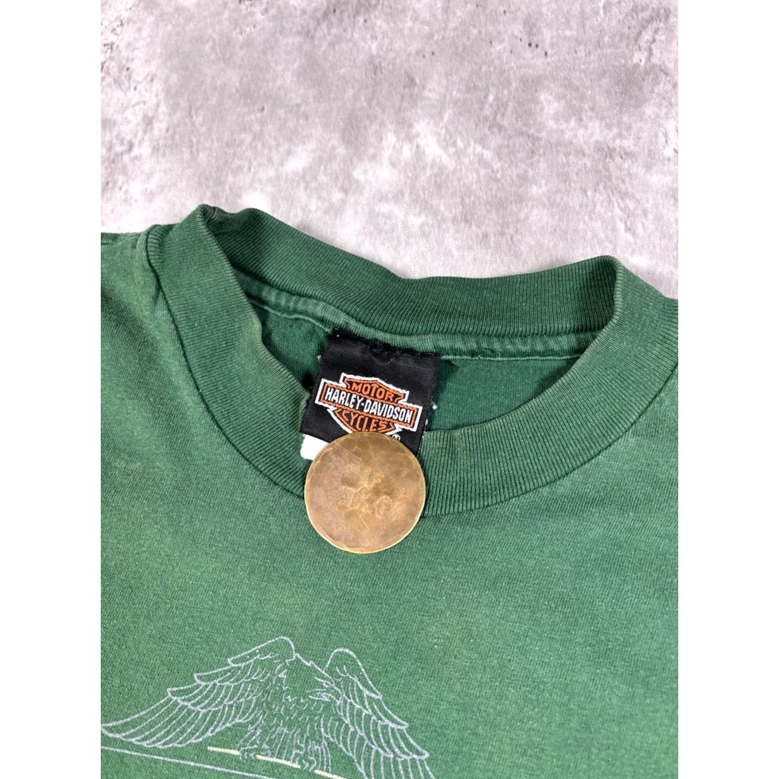 Harley Davidson VINTAGE Harley-Davidson T-Shirt Graphic Print 90s Biker Ride The Legend Crew Neck XL Green Men Short Sleeve Regular Size US XL / EU 56 / 4 - 7 Thumbnail