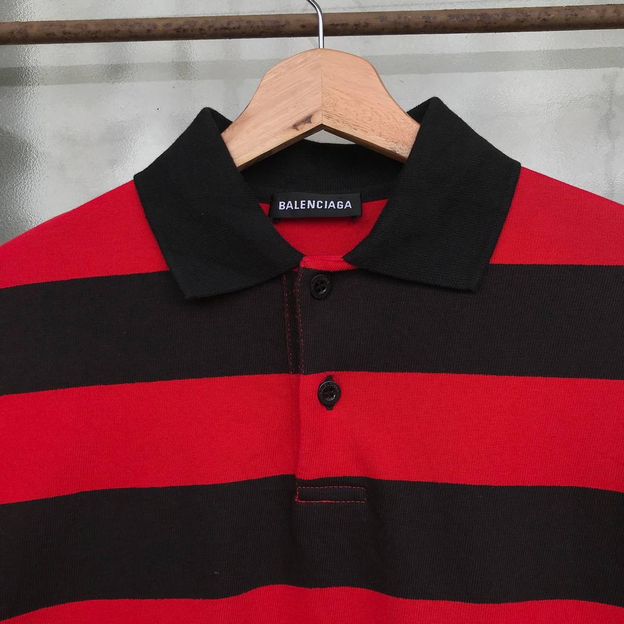 Balenciaga BALENCIAGA PRISONER STRIPED RUGBY POLO Size US L / EU 52-54 / 3 - 7 Thumbnail