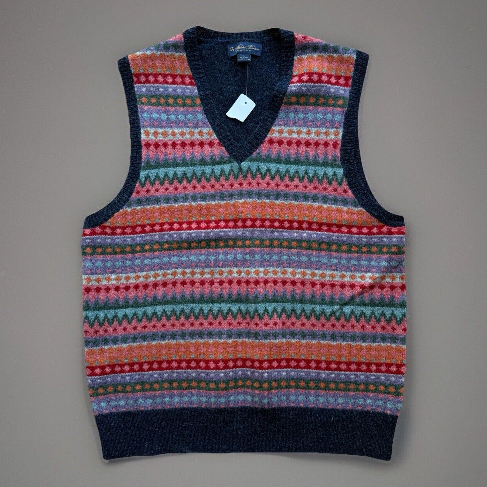 Brooks Brothers Brooks Brothers Vest L Fair Isle Jacquard Wool Pullover Size US L / EU 52-54 / 3 - 1 Thumbnail
