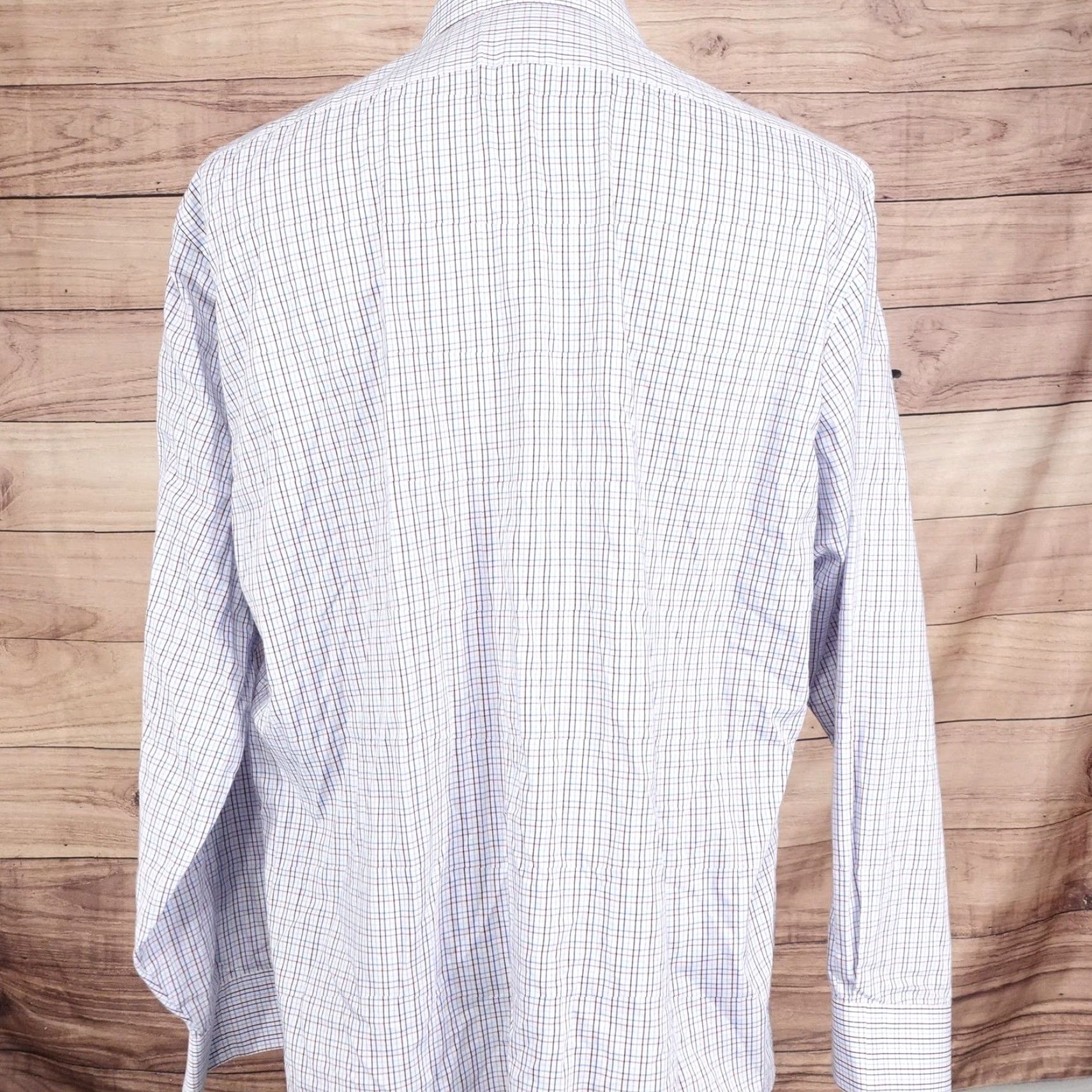 Van Heusen Van Heusen Mens Dress Shirt 16-16.5 34/35 White Check Wrinkle Free Regular Fit Size 46R - 4 Thumbnail