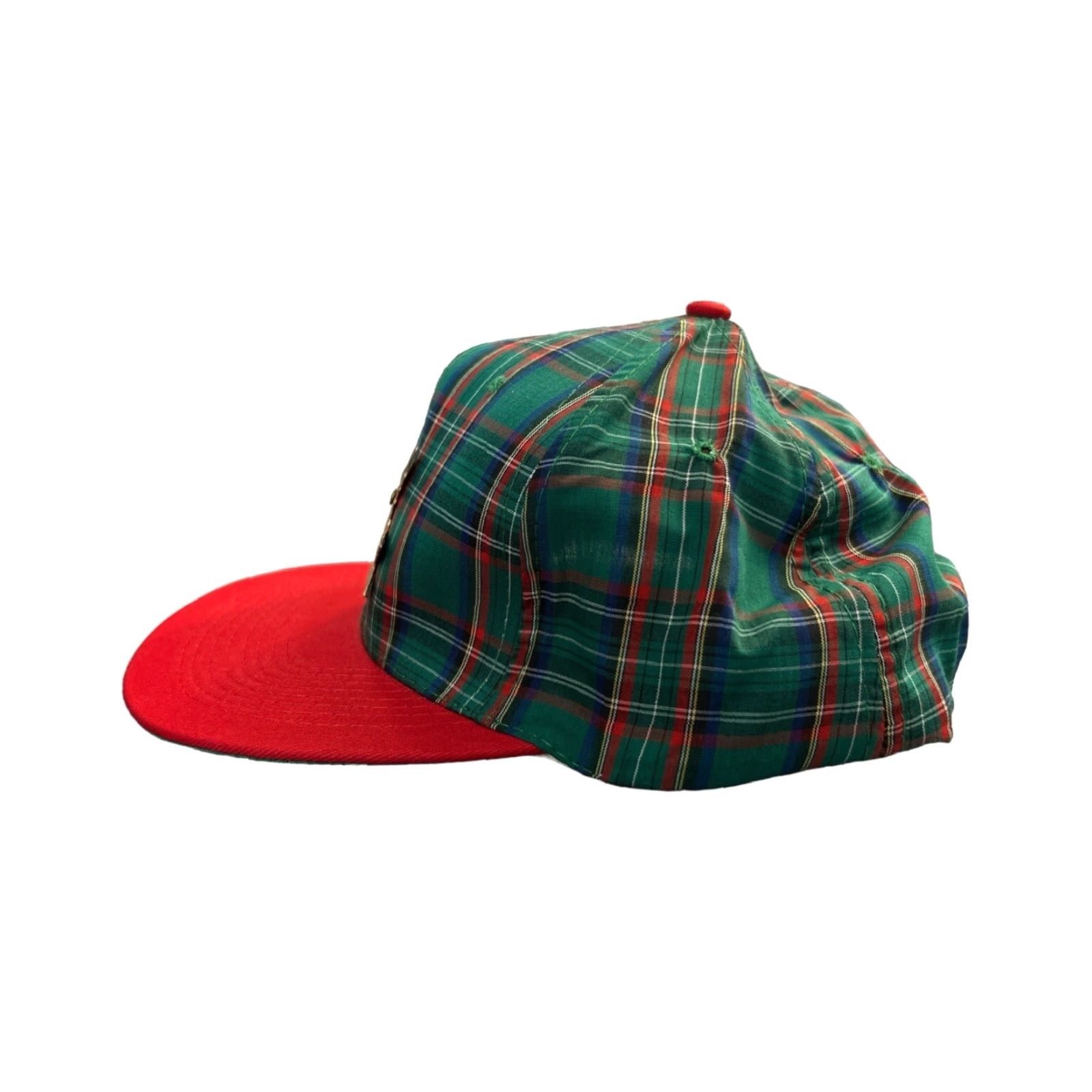 Vintage VINTAGE KC Hat One Size OSFA Green 90s Weed Snapback Plaid Tartan Green Red Bill Men Womens Boys Girls NWOT Deadstock Size ONE SIZE - 4 Thumbnail