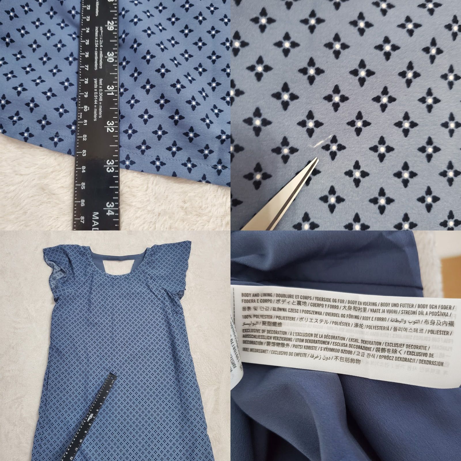 Abercrombie & Fitch VINTAGE Abercrombie & Fitch Dress Women S Blue Floral Flutter Sleeves Keyhole Back Pockets Size S / US 4 / IT 40 - 8 Thumbnail
