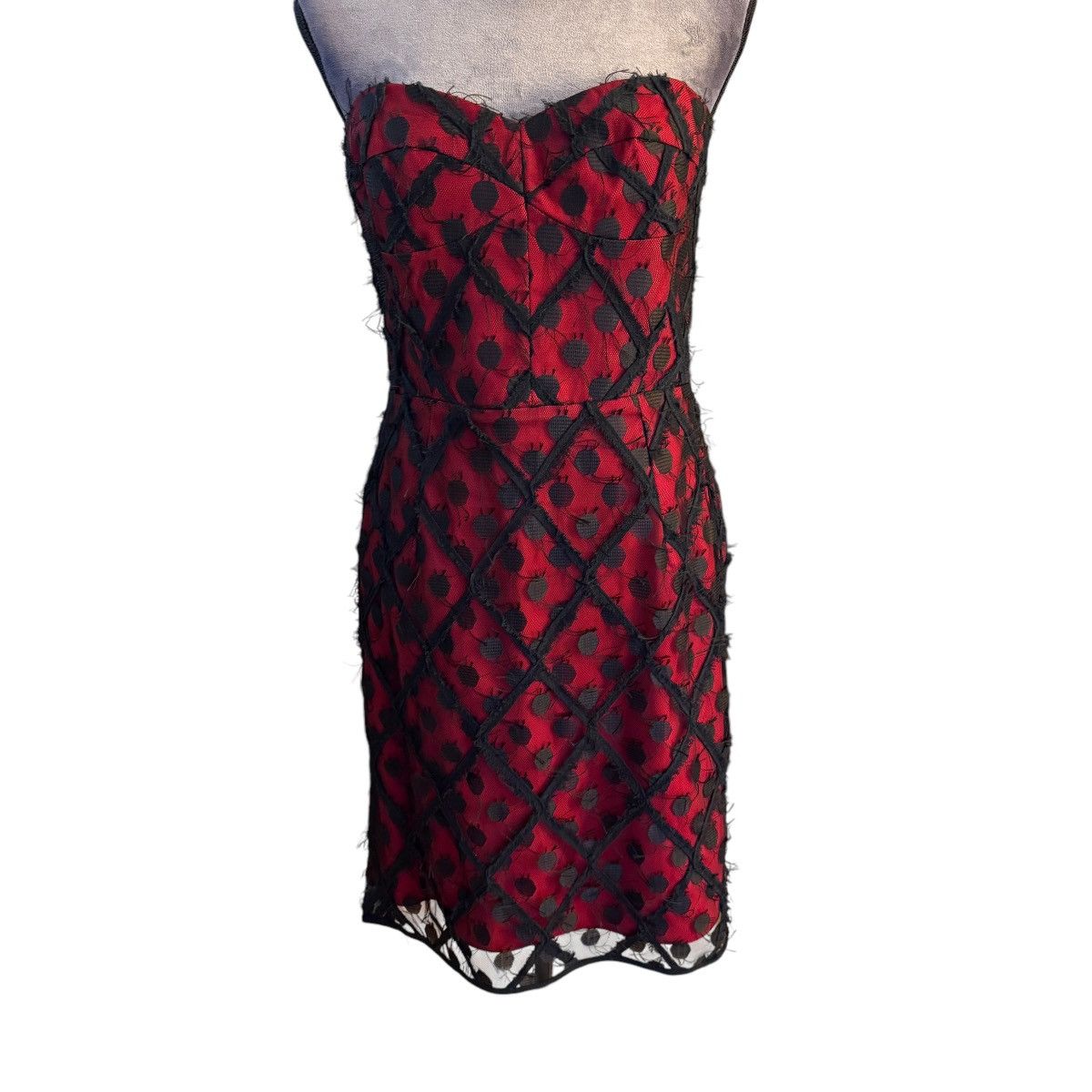 MILLY Milly Alix Red and Black Midi Dress Size 12 Size XL / US 12-14 / IT 48-50 - 1 Thumbnail