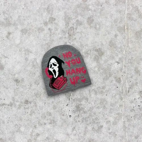 Japanese Brand 🔥🕷☠️ Japanese style Beanie hat Scream pattern y2k ⚡️ Size ONE SIZE - 3 Thumbnail