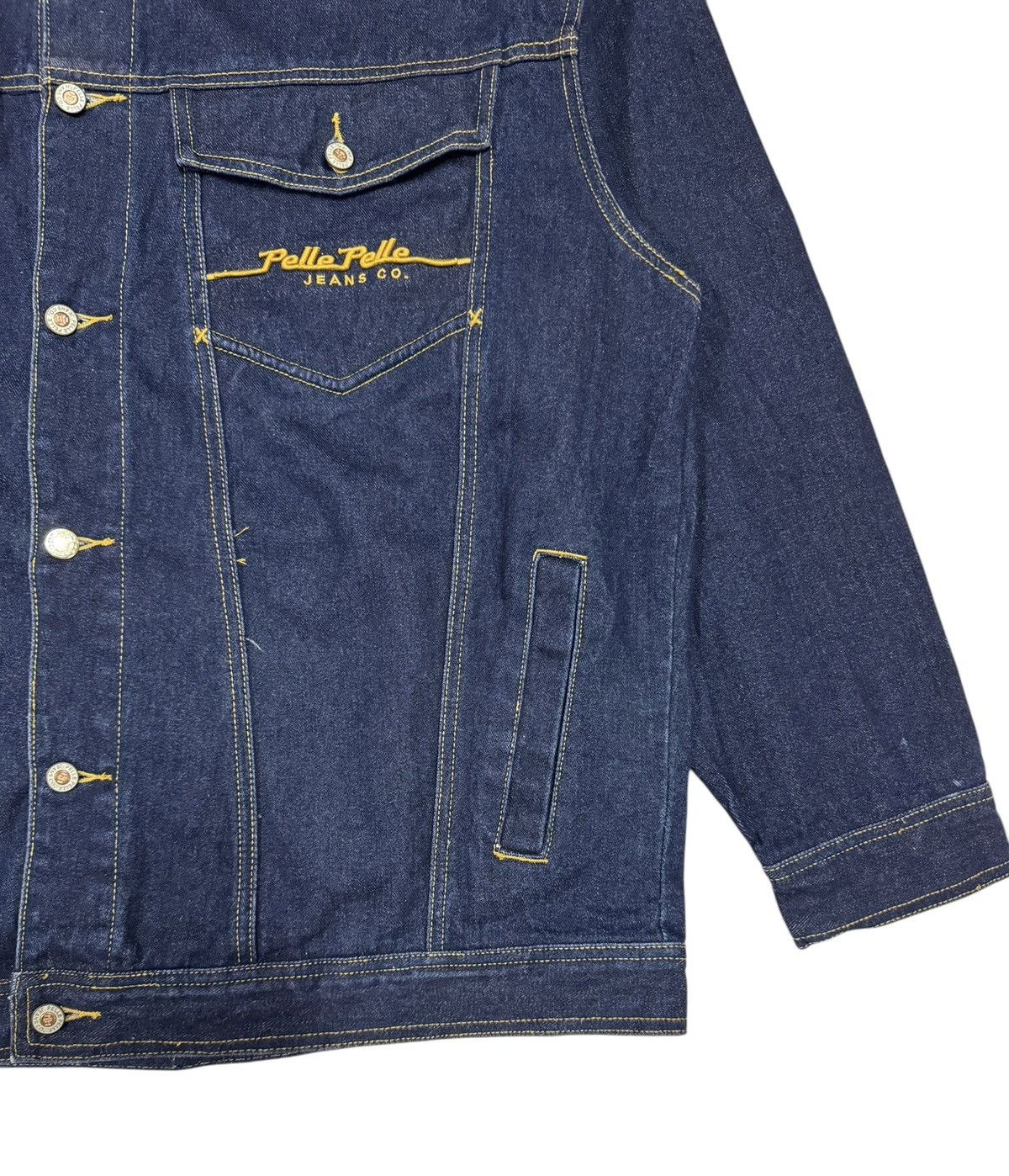 Marc Buchanan × Pelle Pelle × Vintage Vtg🔥90’s Marc Buchanan Pelle Pelle Jeans Trucker Jacket Size US L / EU 52-54 / 3 - 10 Thumbnail