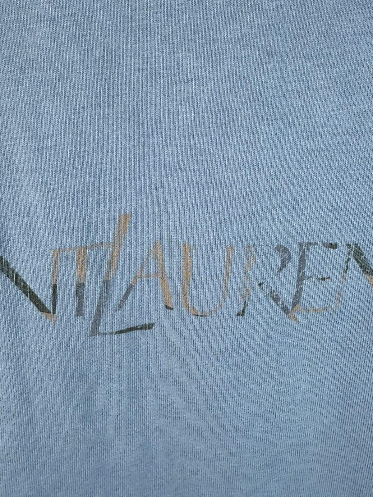 Yves Saint Laurent Blue YSL T-shirt Big Logo YSL Shirt Size US L / EU 52-54 / 3 - 17 Thumbnail