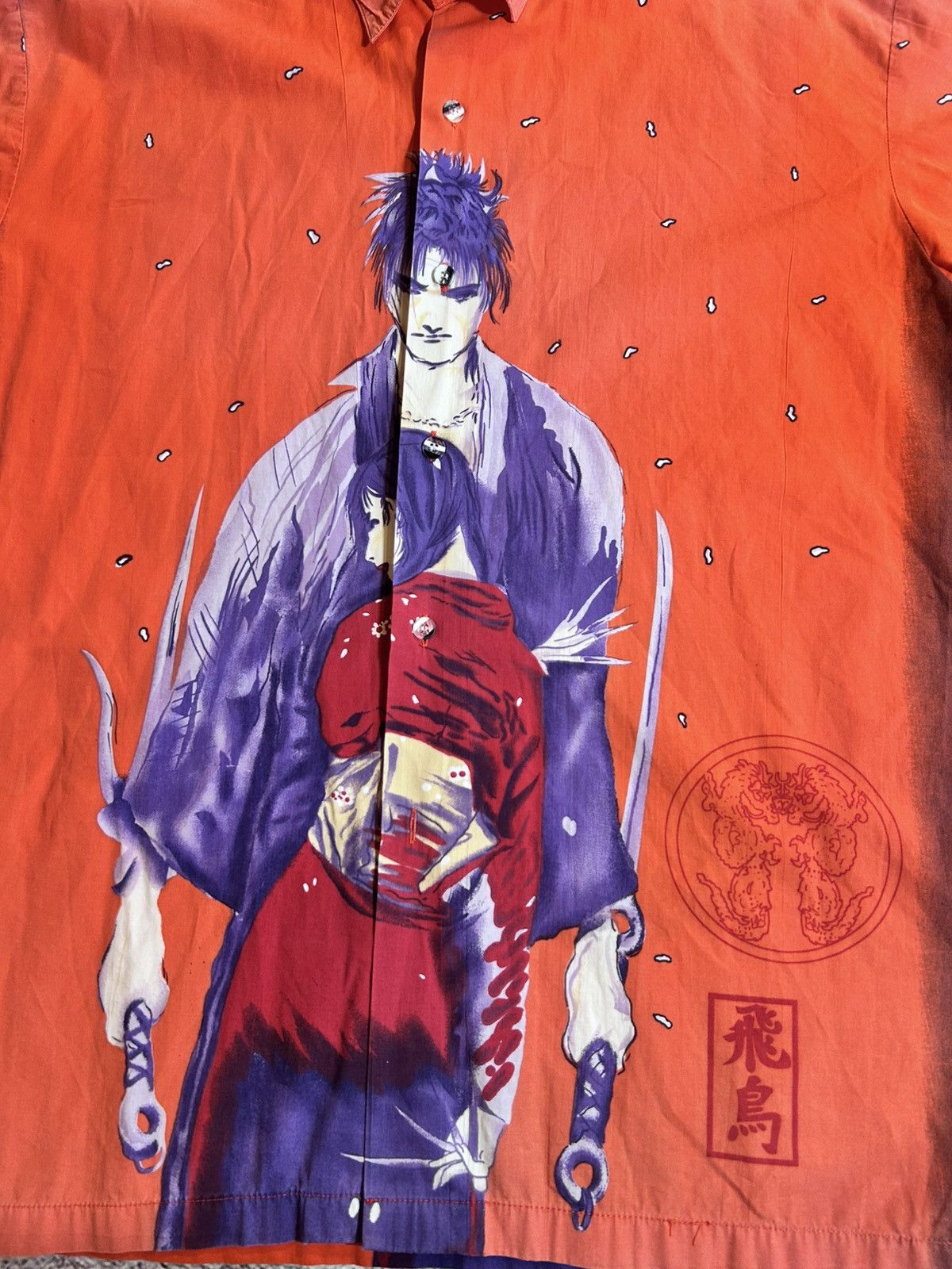 Vintage Vintage Y2K 2000s Japanese Samurai Graphic Button Up Shirt Size US XL / EU 56 / 4 - 4 Thumbnail