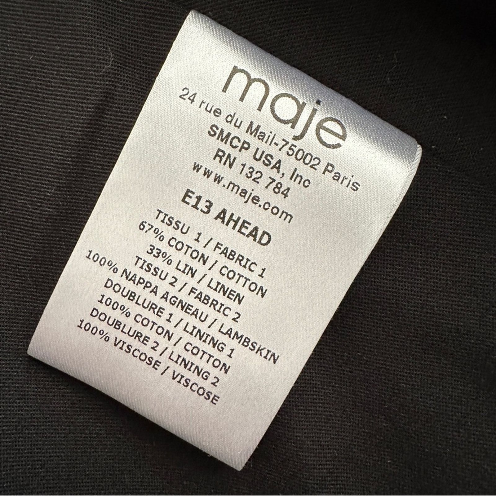 Maje MAJE Cotton Linen Lambskin Leather Ahead Moto Blazer Jacket Size XL / US 12-14 / IT 48-50 - 6 Thumbnail