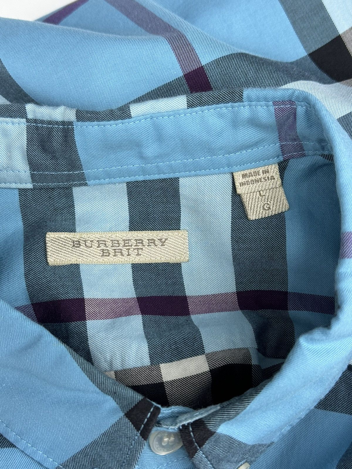 Burberry Burberry Brit Blue Nova Check Button Up Shirt Size US L / EU 52-54 / 3 - 4 Thumbnail