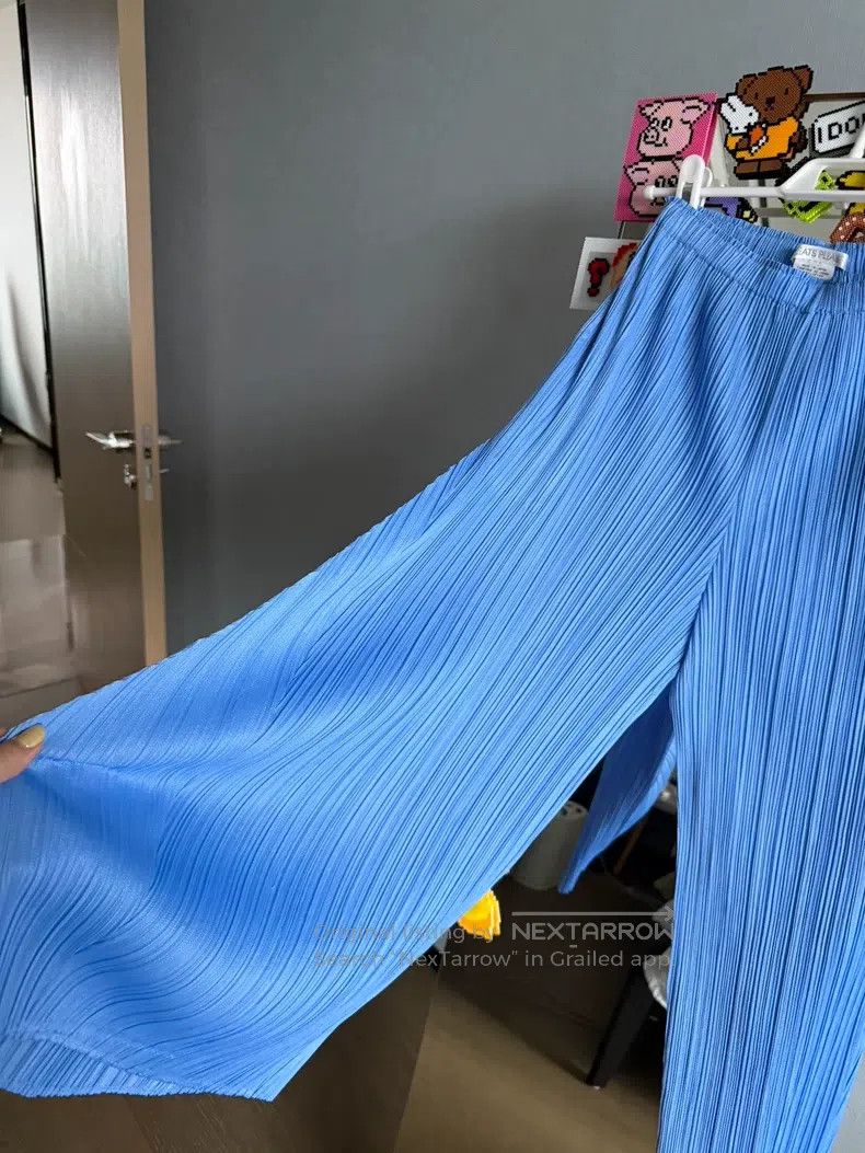 Issey Miyake Issey Miyake size:3 Blue Pleated Trousers Size 31" - 2 Thumbnail