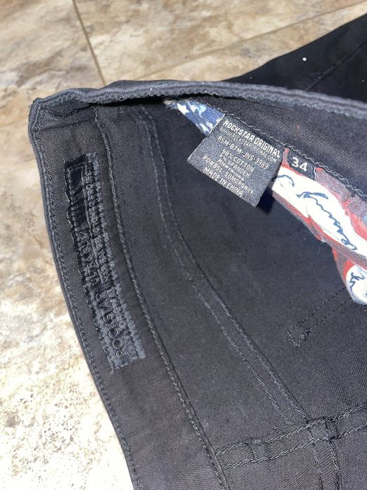 Distressed Denim 34 Rockstar Original Oscar Black 5 Pocket Jeans
