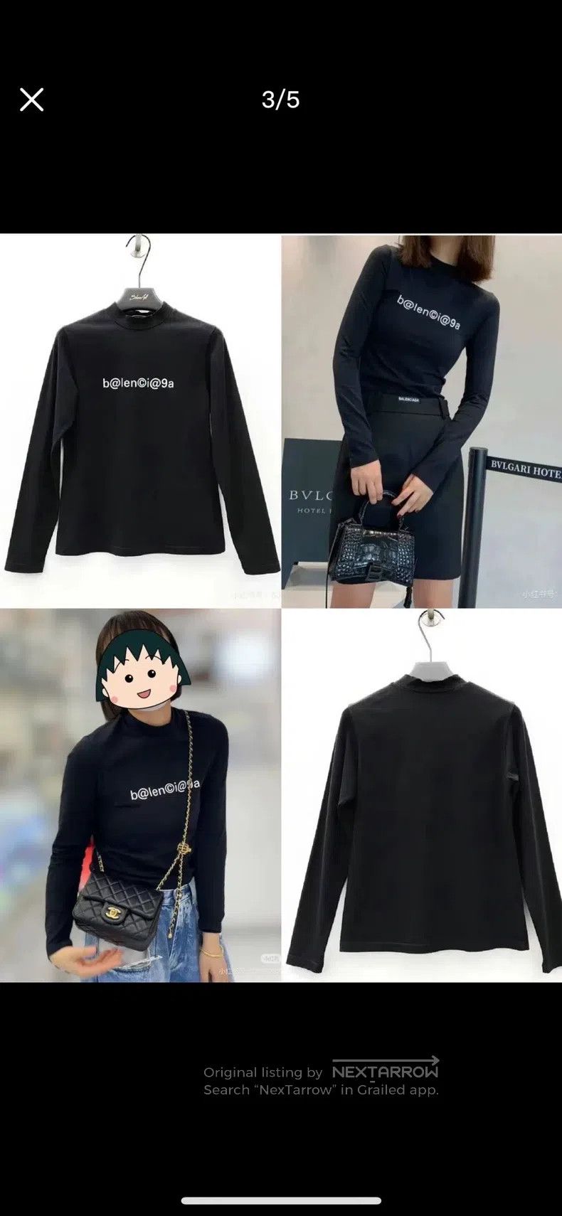 Balenciaga Balenciaga Black Crew Neck Long Sleeve T-Shirt Size US L / EU 52-54 / 3 - 7 Thumbnail