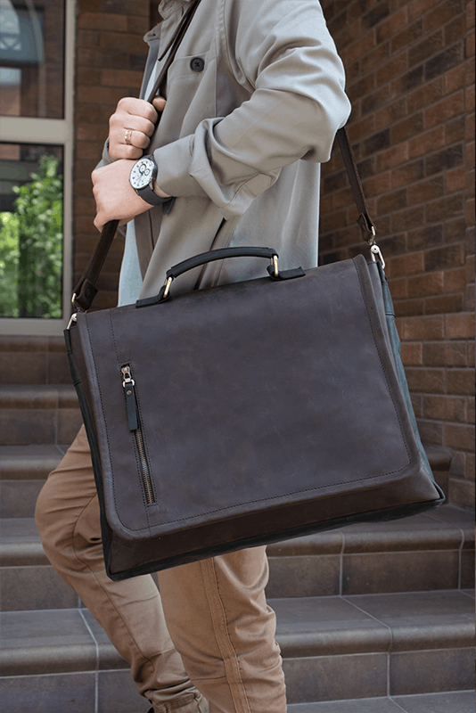 Handmade Genuine vintage leather bag. Business leather messenger bag Size ONE SIZE - 5 Thumbnail
