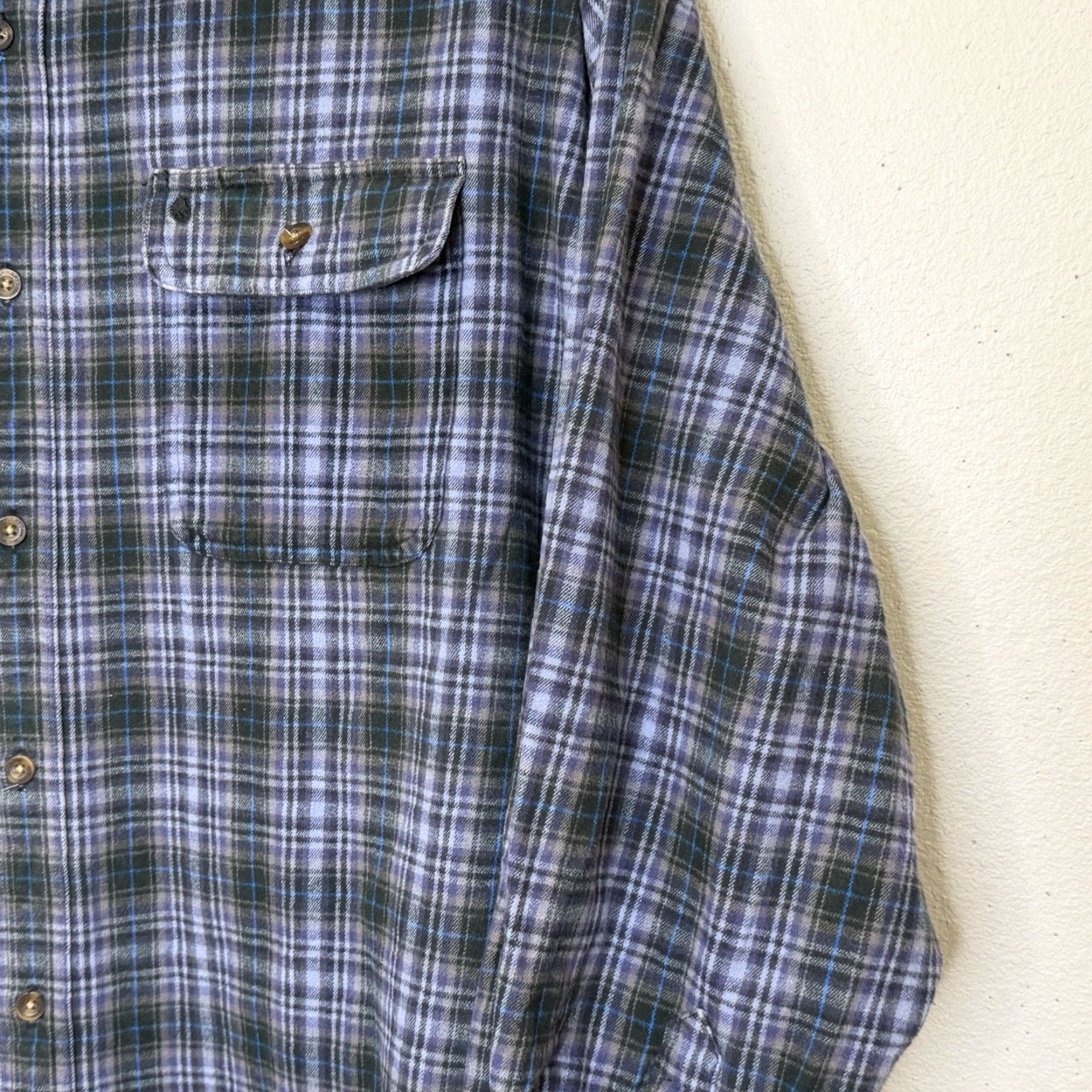 Carhartt VINTAGE Carhartt Flannel Button Up Shirt Mens 3XL Blue Plaid Long Sleeve Workwear Size US XXL / EU 58 / 5 - 3 Thumbnail