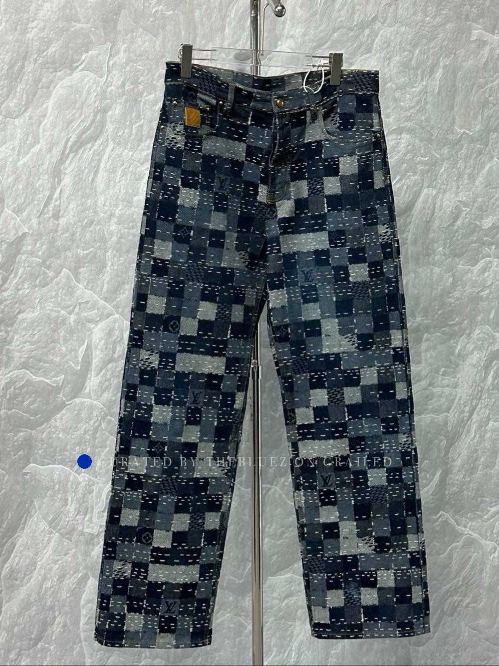 Louis Vuitton Blue Checkered Patchwork Denim Pants Size 30 Size US 30 / EU 46 - 1 Thumbnail