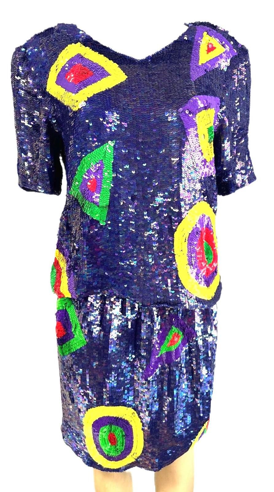 Other Sequin Top Blue Multi with Matching Skirt Size 12 Size XL / US 12-14 / IT 48-50 - 1 Thumbnail