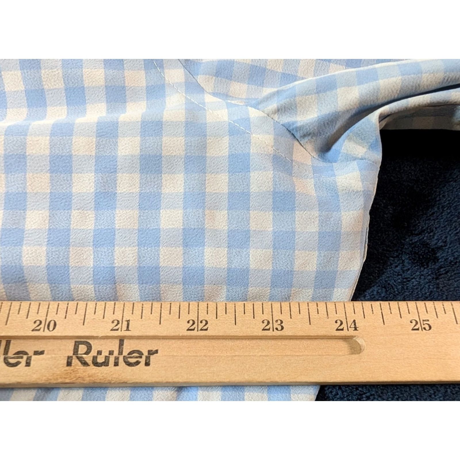Mizzen+Main Mizzen+Main Leeward Trim Fit Gingham Check Performance Dress Shirt Blue Men's XL Size 46R - 5 Thumbnail