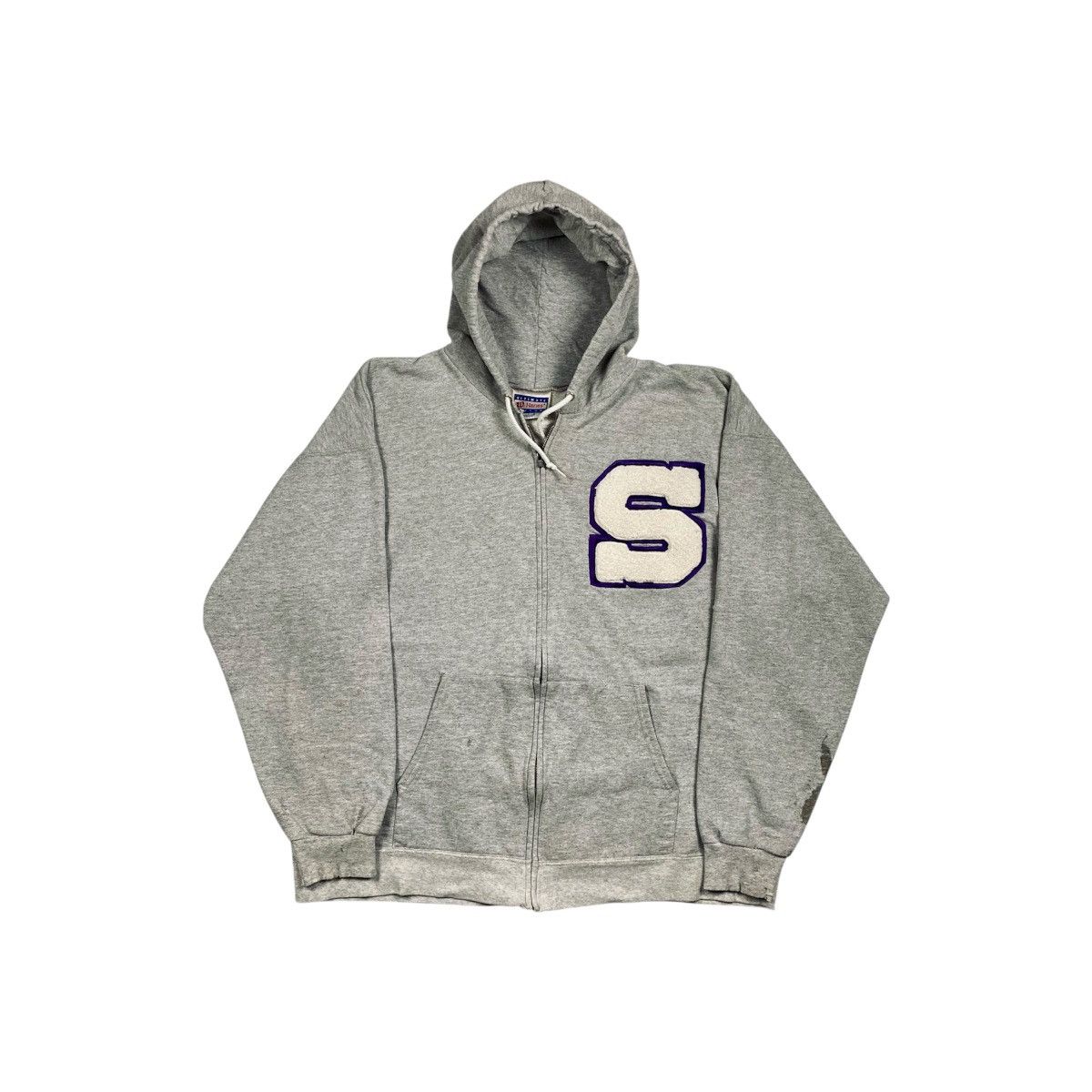 Hanes × Vintage Vintage y2k S Letterman Zip Up Hoodie Size US L / EU 52-54 / 3 - 1 Thumbnail