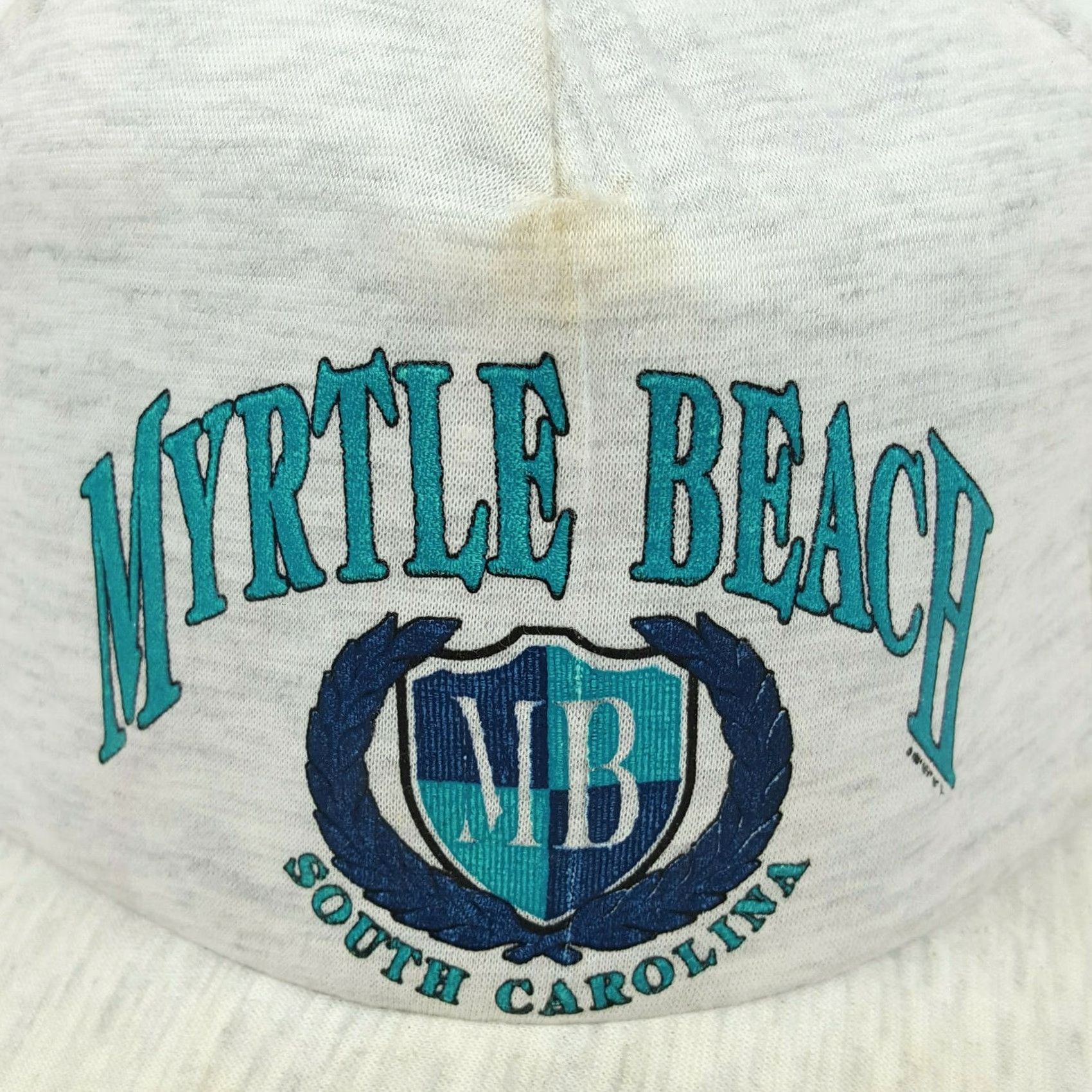 Logo 7 VINTAGE Myrtle Beach SC Heath Gray Crest Logo Snapback Trucker Hat Cap Adjustable Men Hat Birthday Gift 80s 90s Aloha Travel Beach Logo Retro Size ONE SIZE - 2 Thumbnail