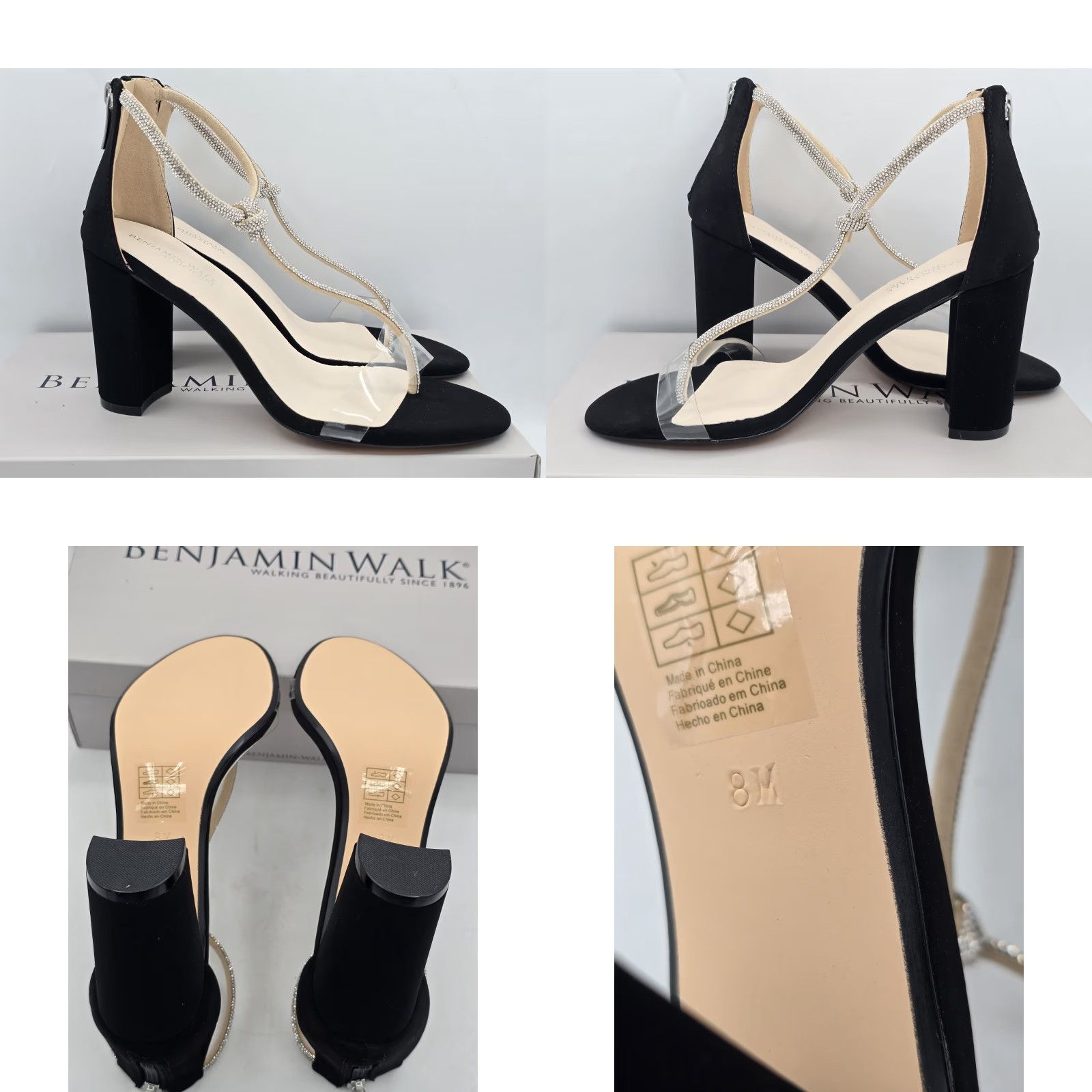 Vintage Touch Ups Sienna Heeled Sandal - Black & Rhinestone- Sz 8 M - 4724M Womens Sandal Size US 8 / IT 38 - 8 Thumbnail