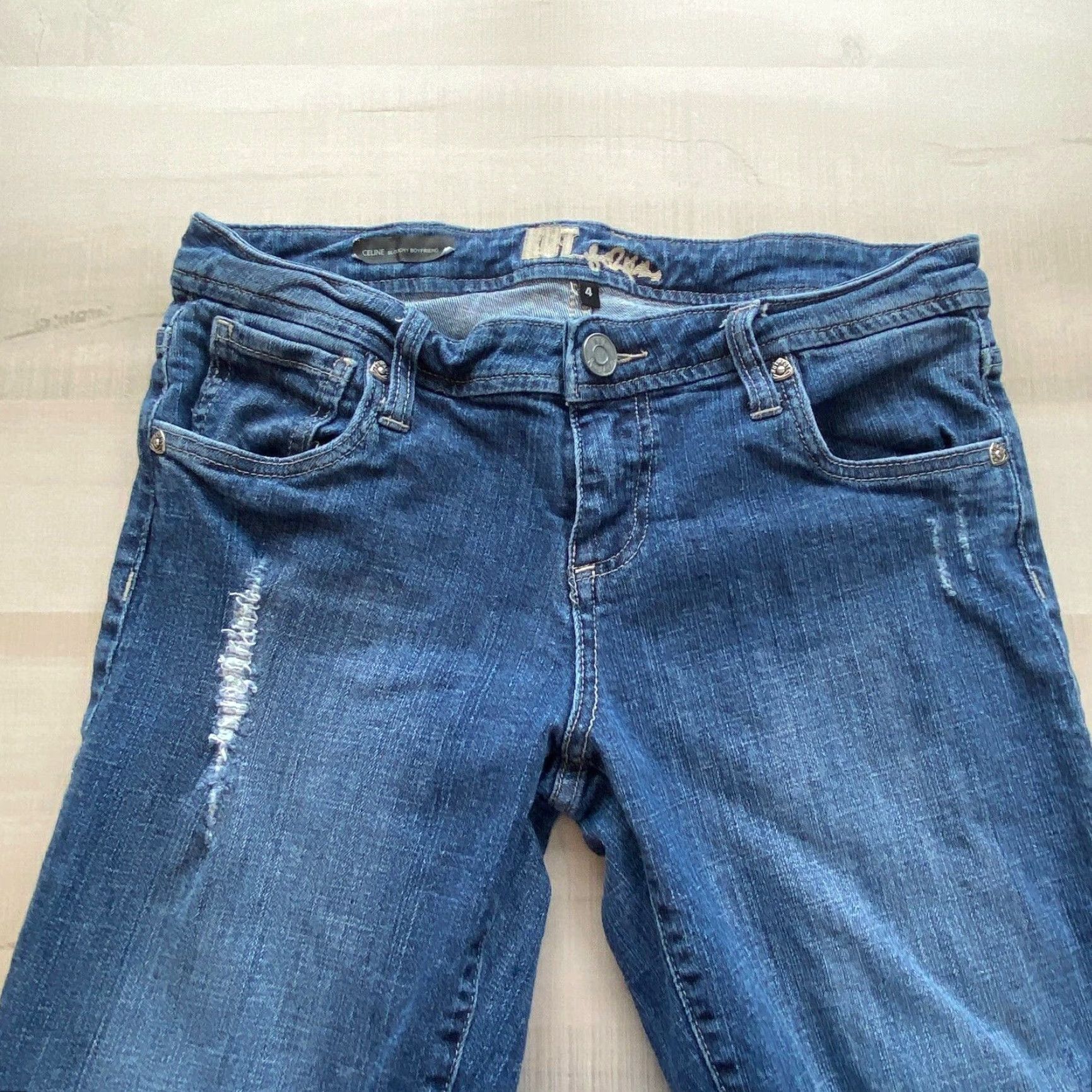 Vintage Kut From The Kloth Womens Distressed Boyfriend Jeans Blue Size 4 Size 27" / US 4 / IT 40 - 2 Thumbnail