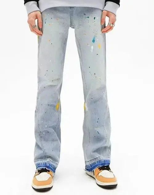 Japanese Brand × Jean Y2K Ink Graffiti Baggy Ripped Flare Jean Size US 36 / EU 52 - 1 Thumbnail