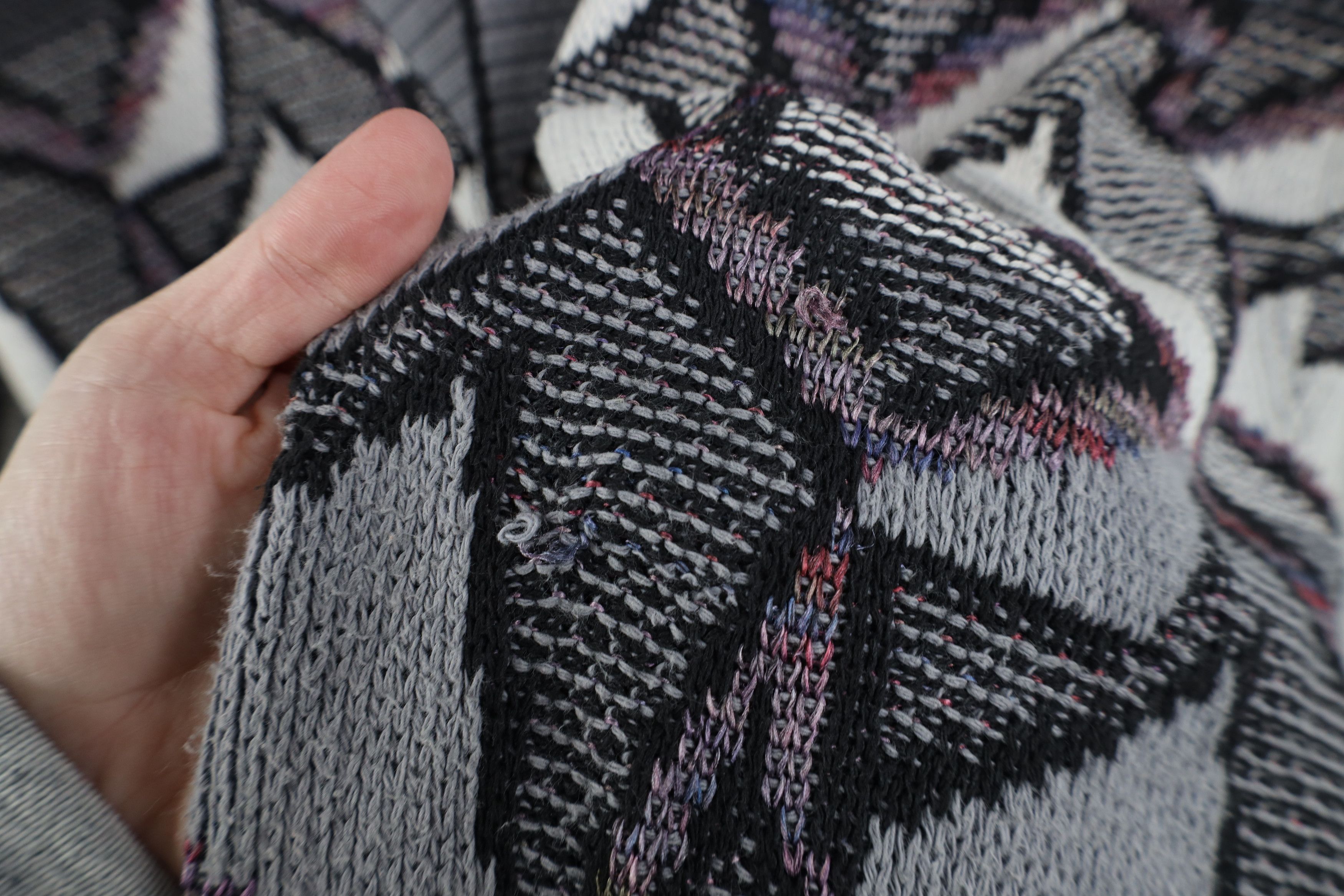 Vintage Vintage 90s Streetwear Geometric Knit Cardigan Sweater USA Size US XXL / EU 58 / 5 - 6 Thumbnail