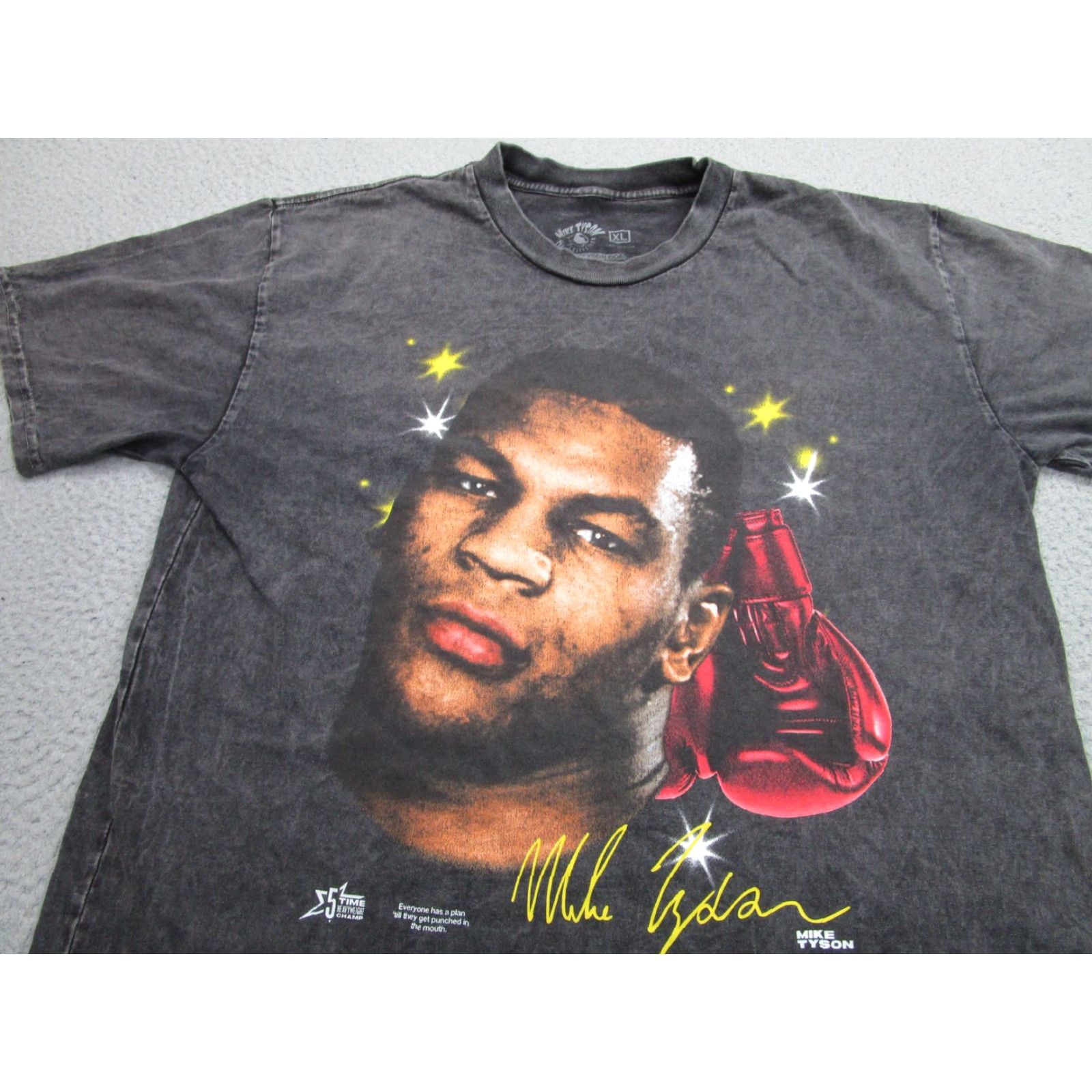 Vintage Mike Tyson Shirt Mens XL Gray Retro Graphic Tee 5 Time Champ Quotes Front Print Crew Neck Short Sleeve Cotton T-Shirt Size US XL / EU 56 / 4 - 2 Thumbnail