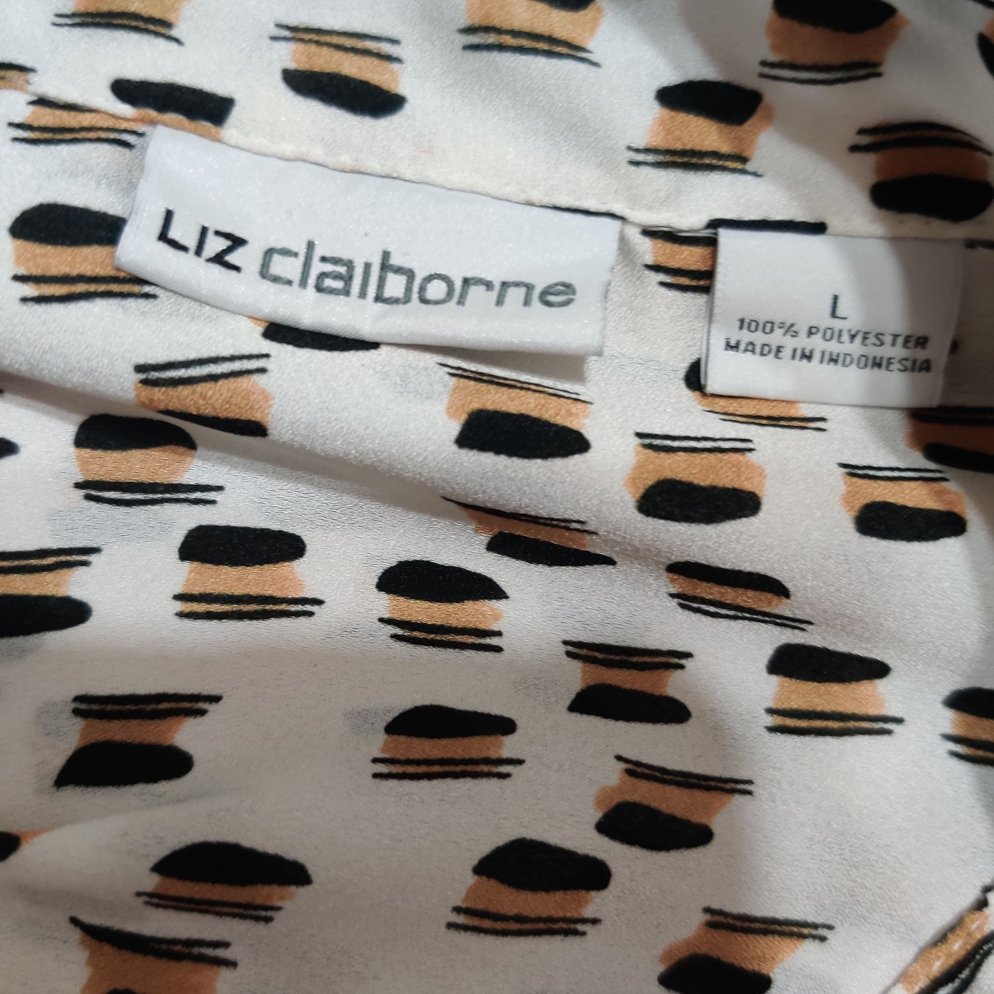 Other Liz Claiborne L Sheer Button Down Blouse Geometric Print Lig Size L / US 10 / IT 46 - 4 Thumbnail