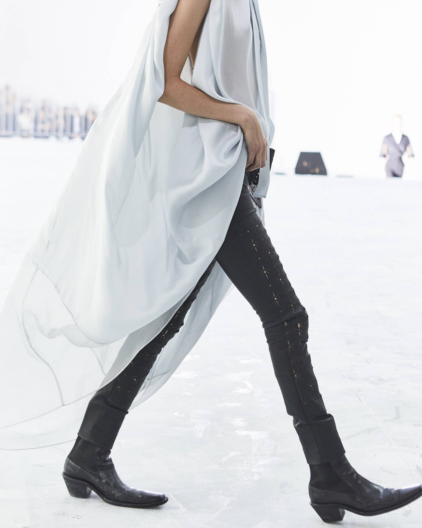 SS2019 Laser Cut Black Leather Leggings FR 38 US 6-8 M IT 42