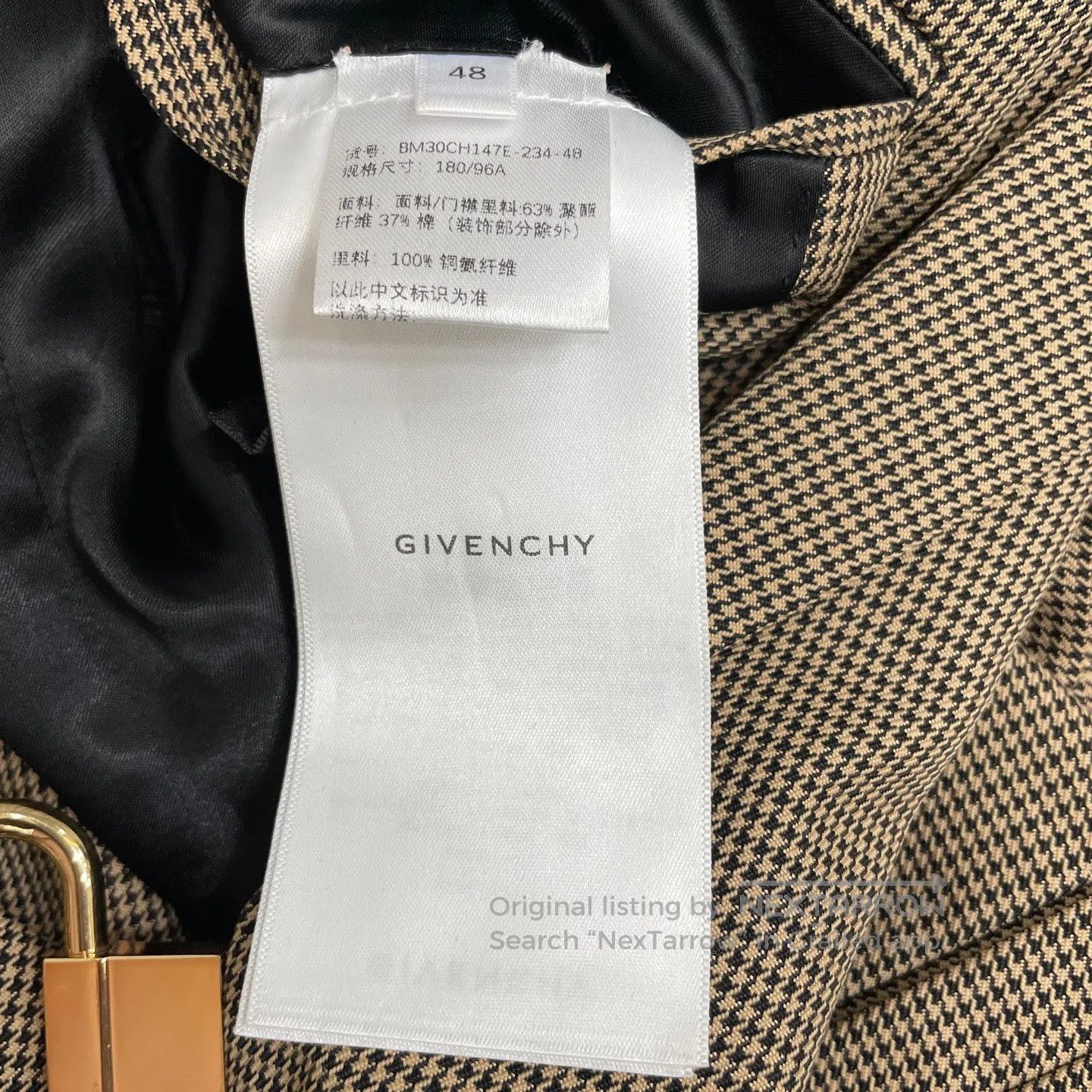 Givenchy Givenchy U-Shaped Buckle Checkered Slim Fit Blazer| Size US M / EU 48-50 / 2 - 5 Thumbnail