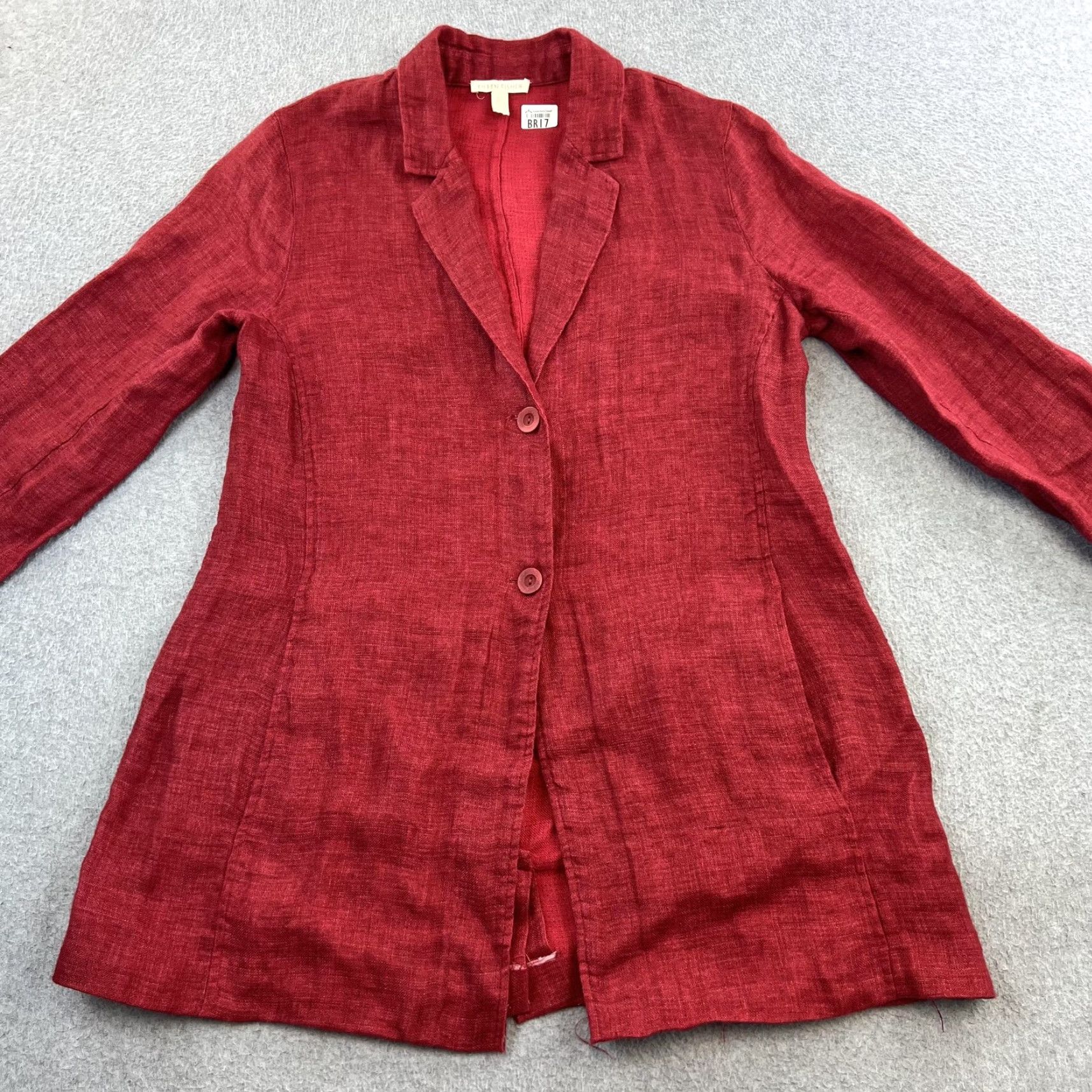 Eileen Fisher VINTAGE Eileen Fisher Blazer Jacket Womens XS Red Longline Two Button Notch Lapel Size XS / US 0-2 / IT 36-38 - 4 Thumbnail