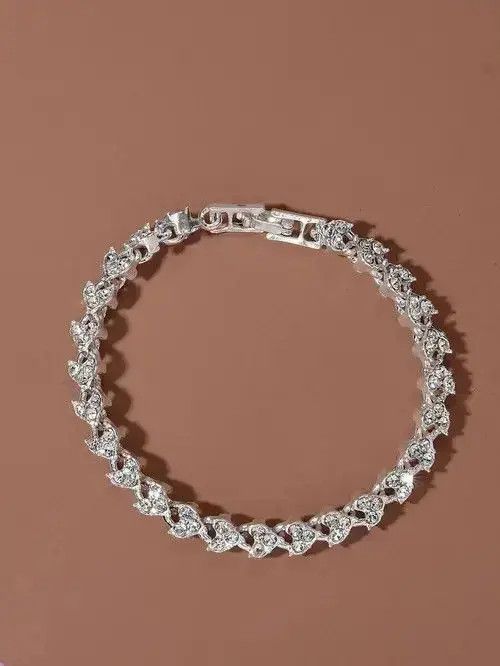 Vintage Retro Punk Rhinestone Link Bracelet Size ONE SIZE - 1 Thumbnail