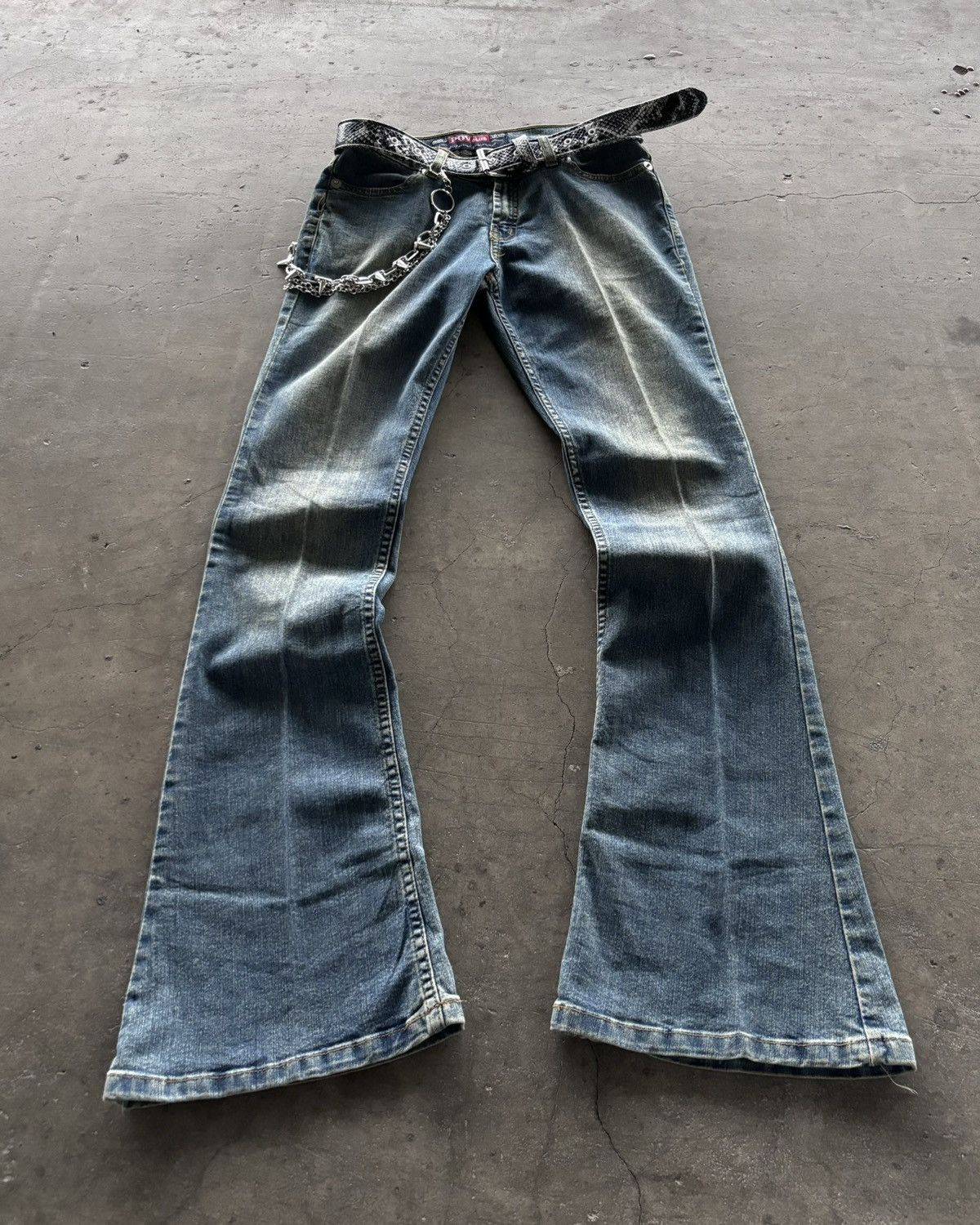 If Six Was Nine 2000s Pov Club Mud Wash Flared Denim Jeans Size US 28 / EU 44 - 1 Thumbnail