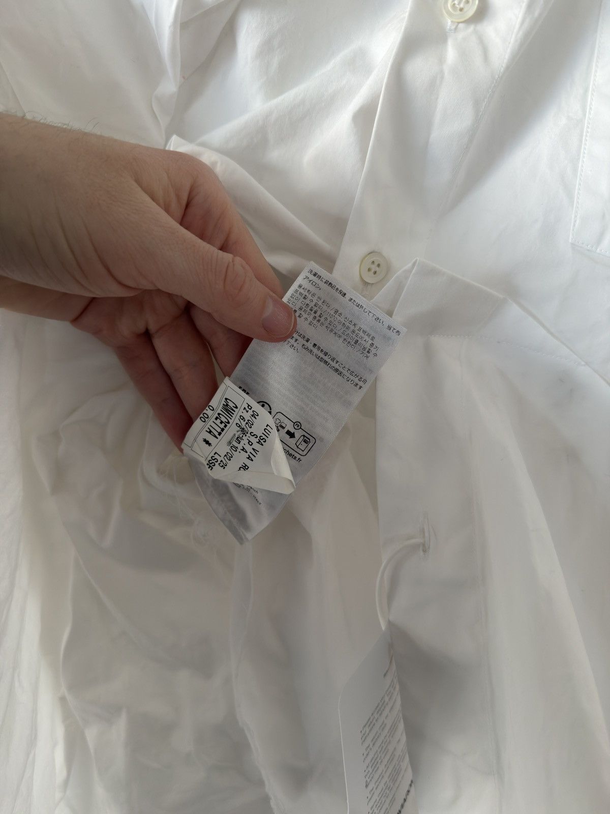 Maison Margiela BNWT Blank Label Oversized Frayed Pleated Shirt White 50 Size US L / EU 52-54 / 3 - 20 Thumbnail